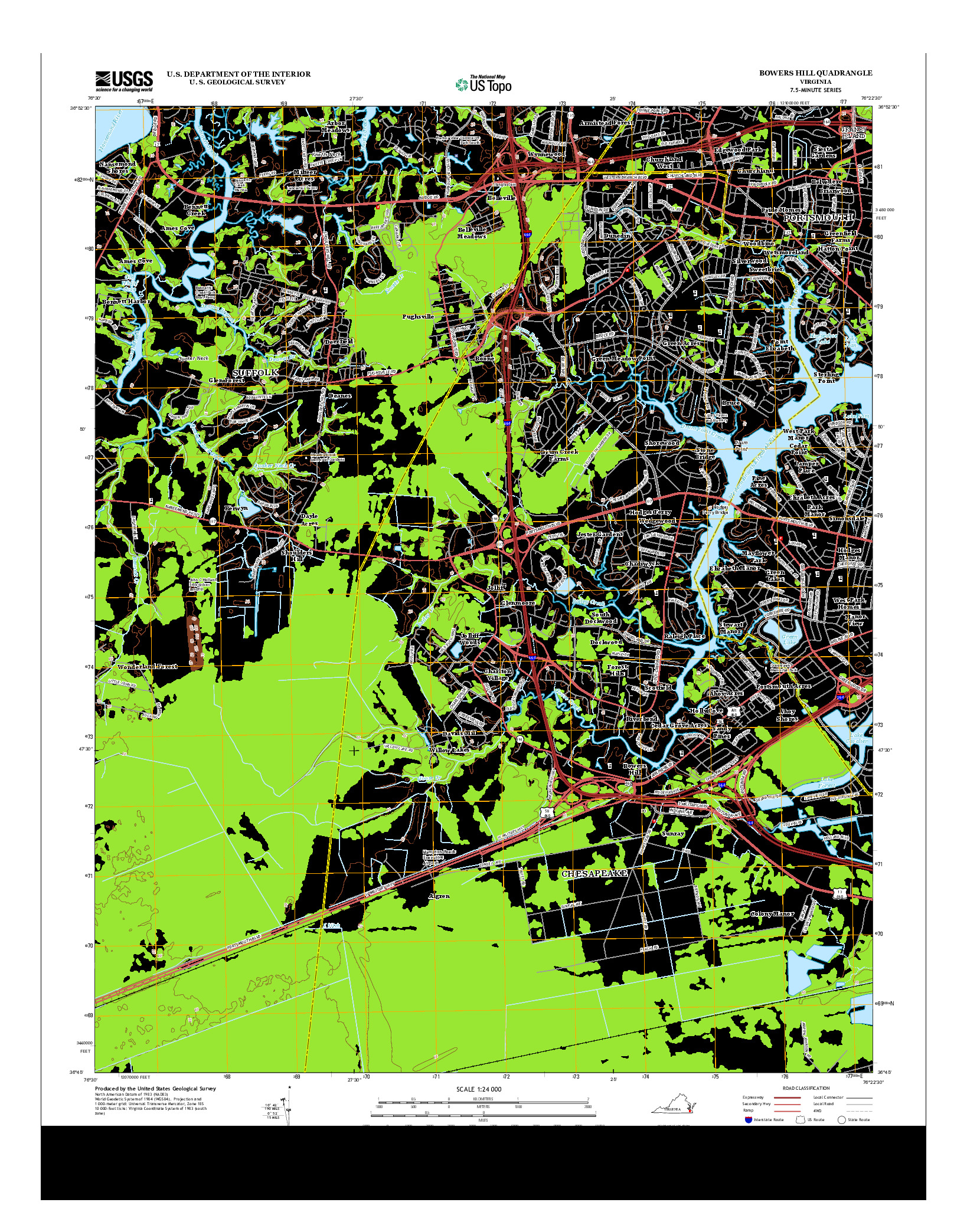 USGS US TOPO 7.5-MINUTE MAP FOR BOWERS HILL, VA 2013