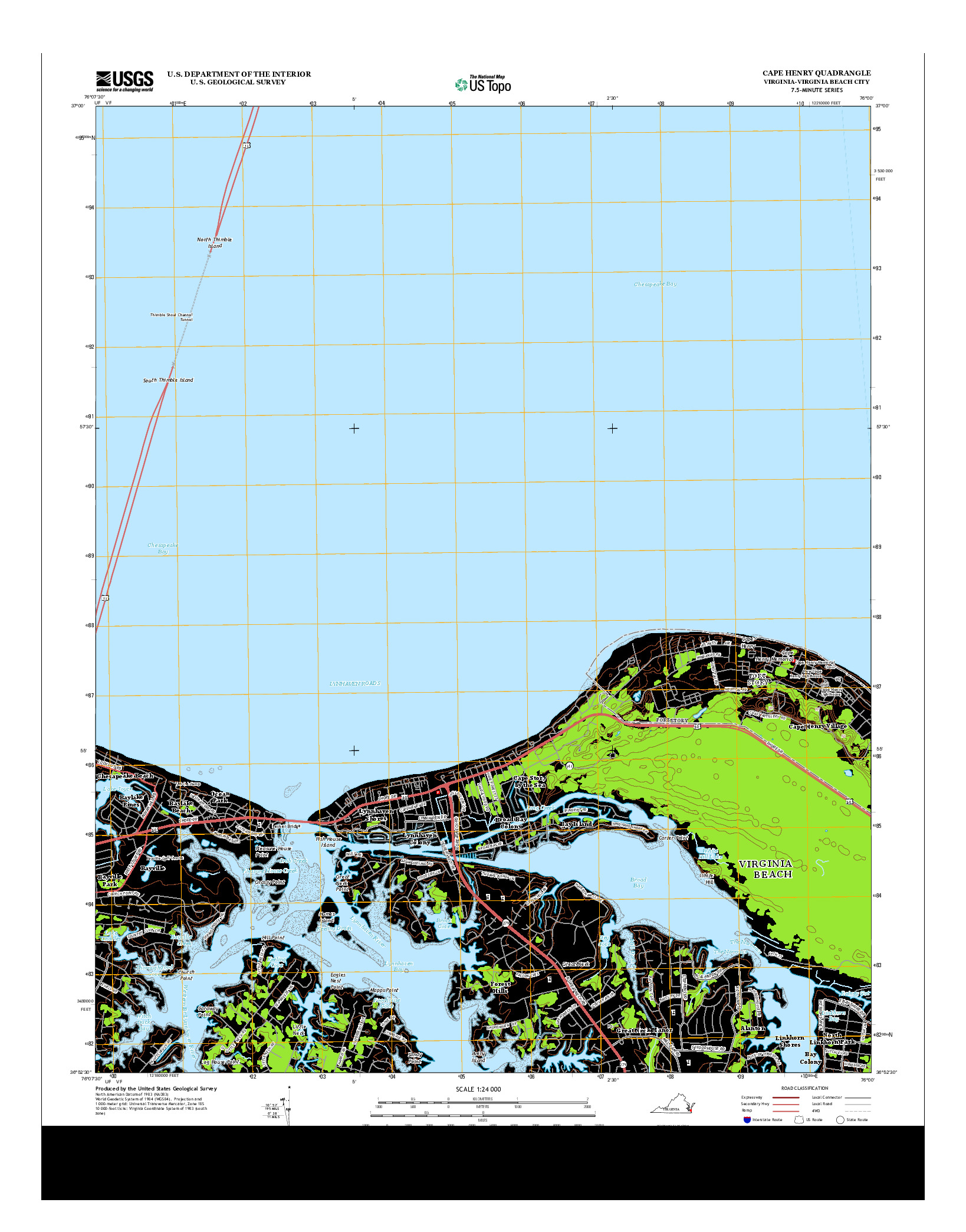 USGS US TOPO 7.5-MINUTE MAP FOR CAPE HENRY, VA 2013