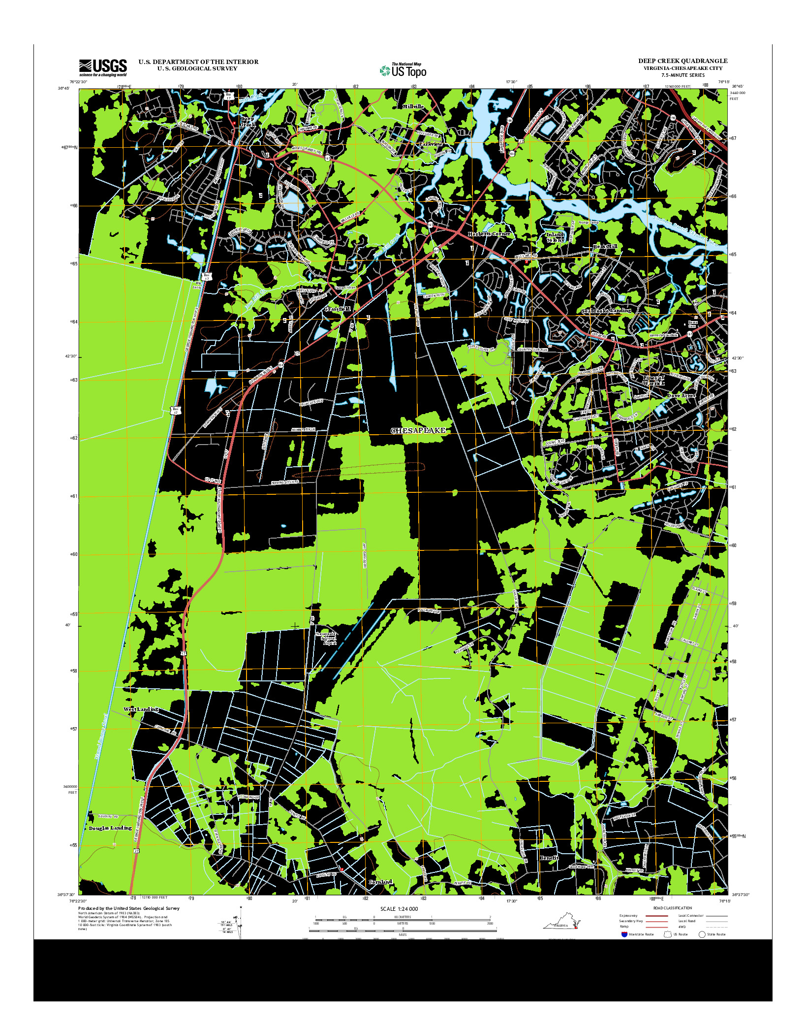 USGS US TOPO 7.5-MINUTE MAP FOR DEEP CREEK, VA 2013