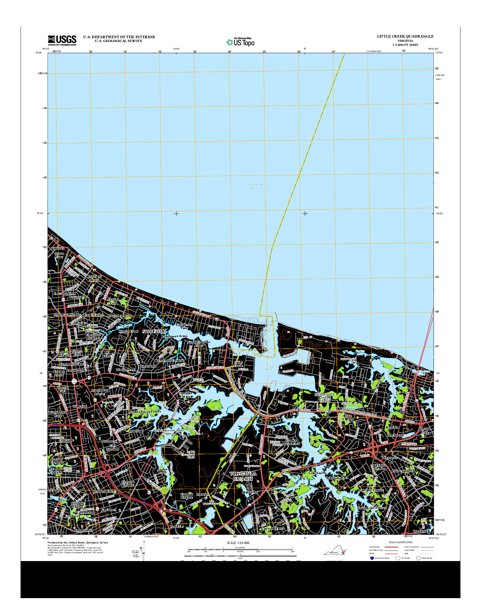 USGS US TOPO 7.5-MINUTE MAP FOR LITTLE CREEK, VA 2013