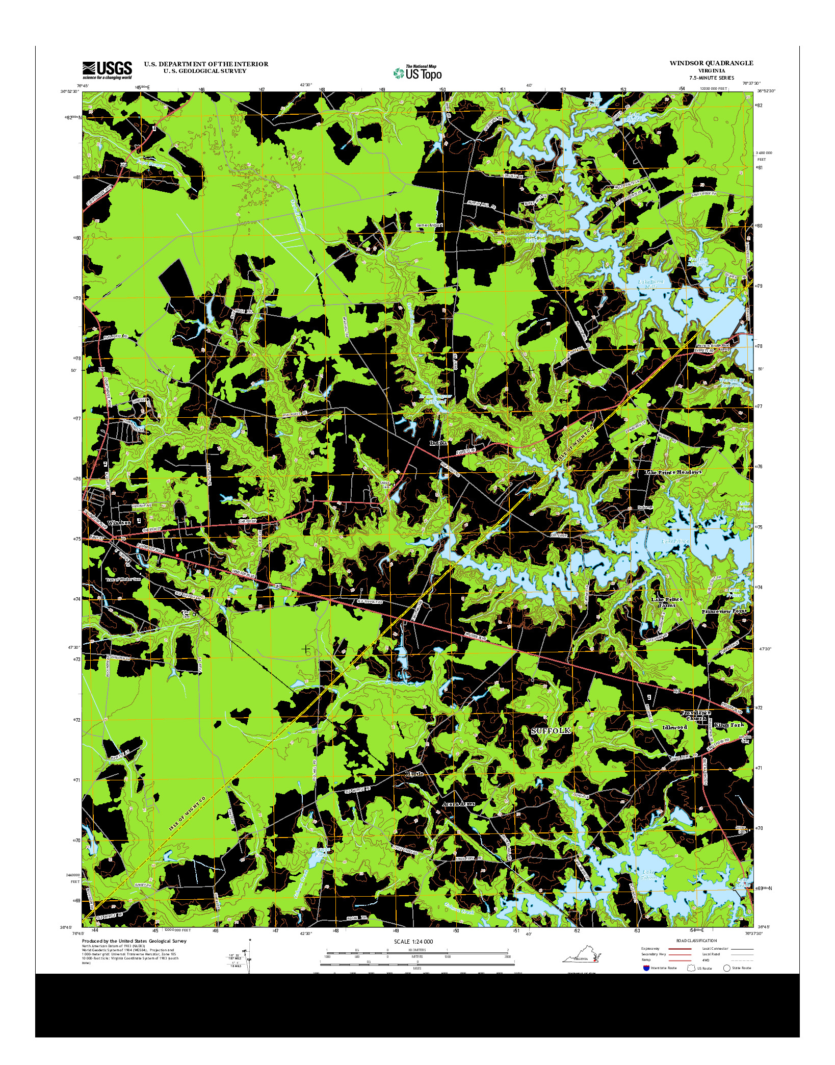 USGS US TOPO 7.5-MINUTE MAP FOR WINDSOR, VA 2013