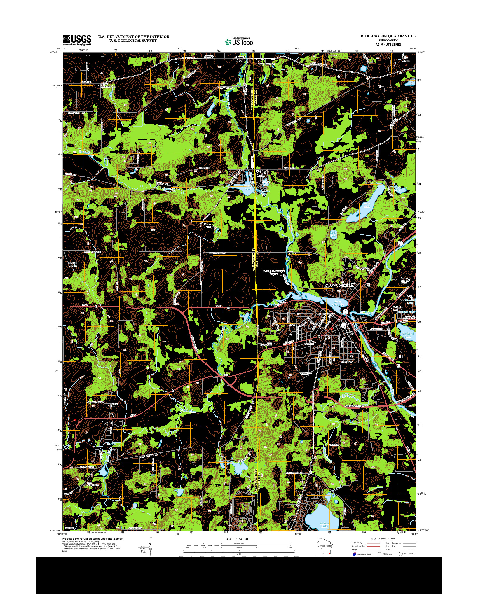 USGS US TOPO 7.5-MINUTE MAP FOR BURLINGTON, WI 2013