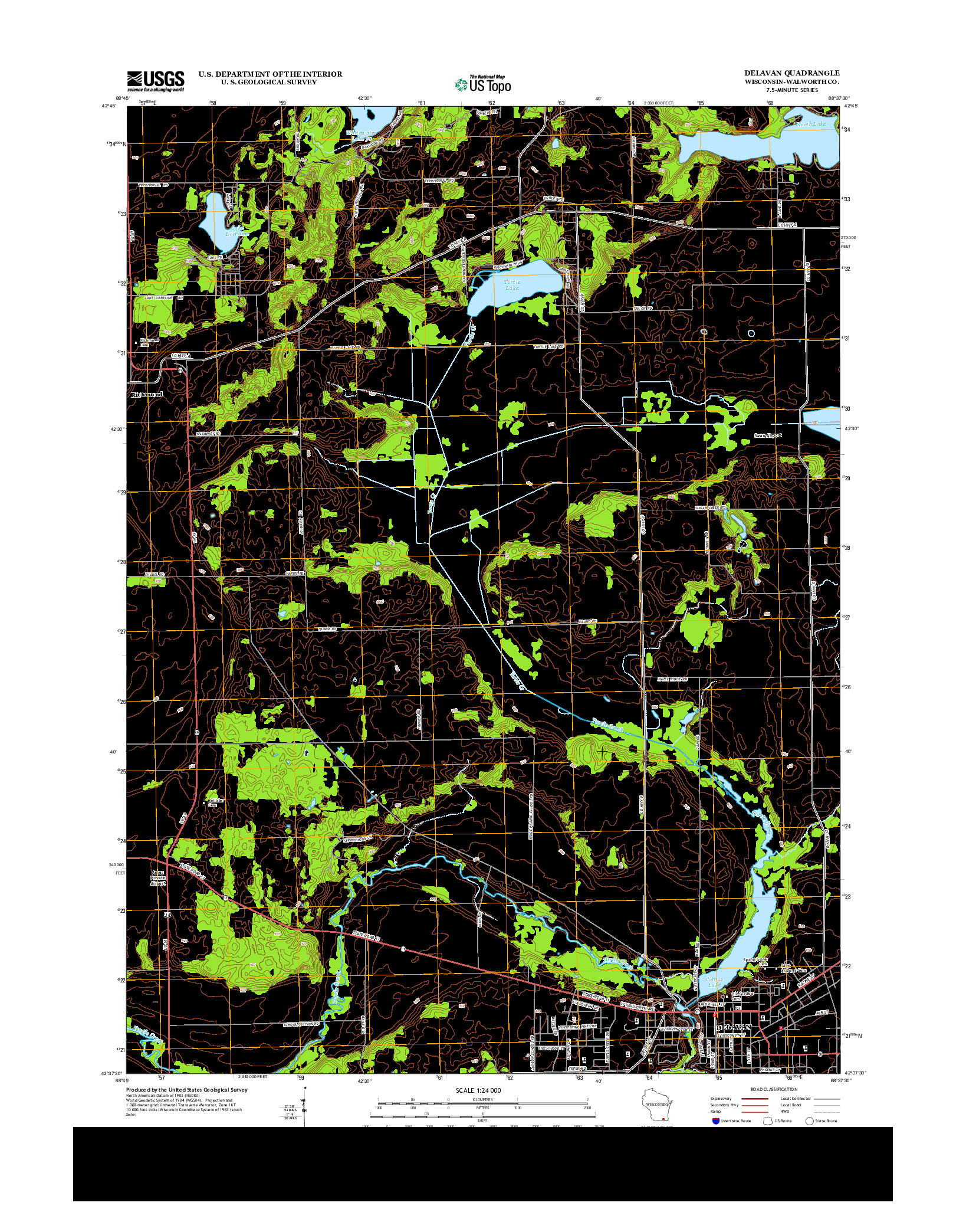 USGS US TOPO 7.5-MINUTE MAP FOR DELAVAN, WI 2013