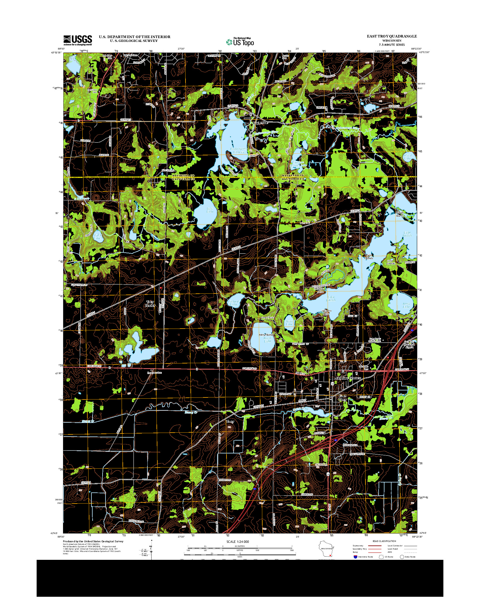 USGS US TOPO 7.5-MINUTE MAP FOR EAST TROY, WI 2013