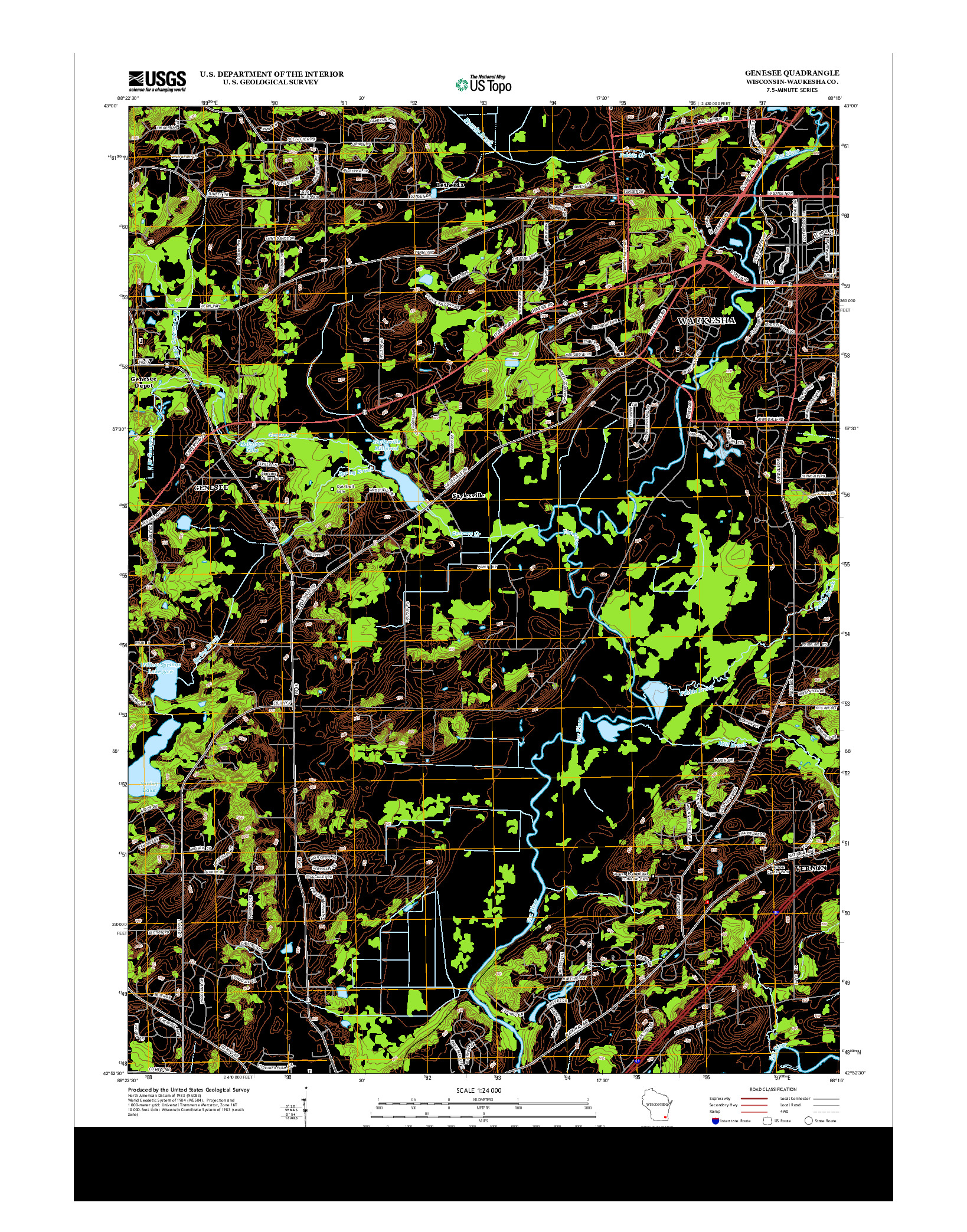 USGS US TOPO 7.5-MINUTE MAP FOR GENESEE, WI 2013