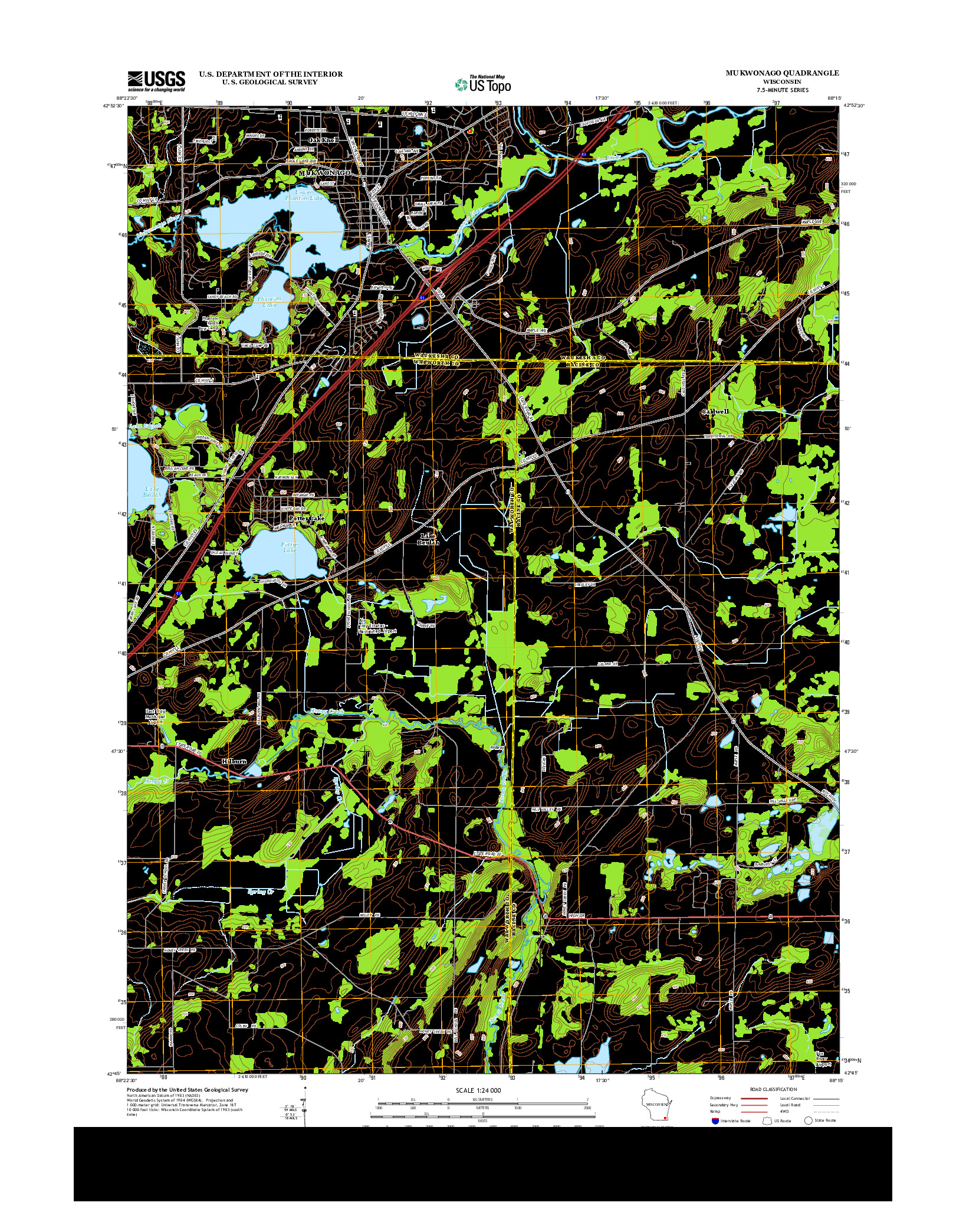 USGS US TOPO 7.5-MINUTE MAP FOR MUKWONAGO, WI 2013