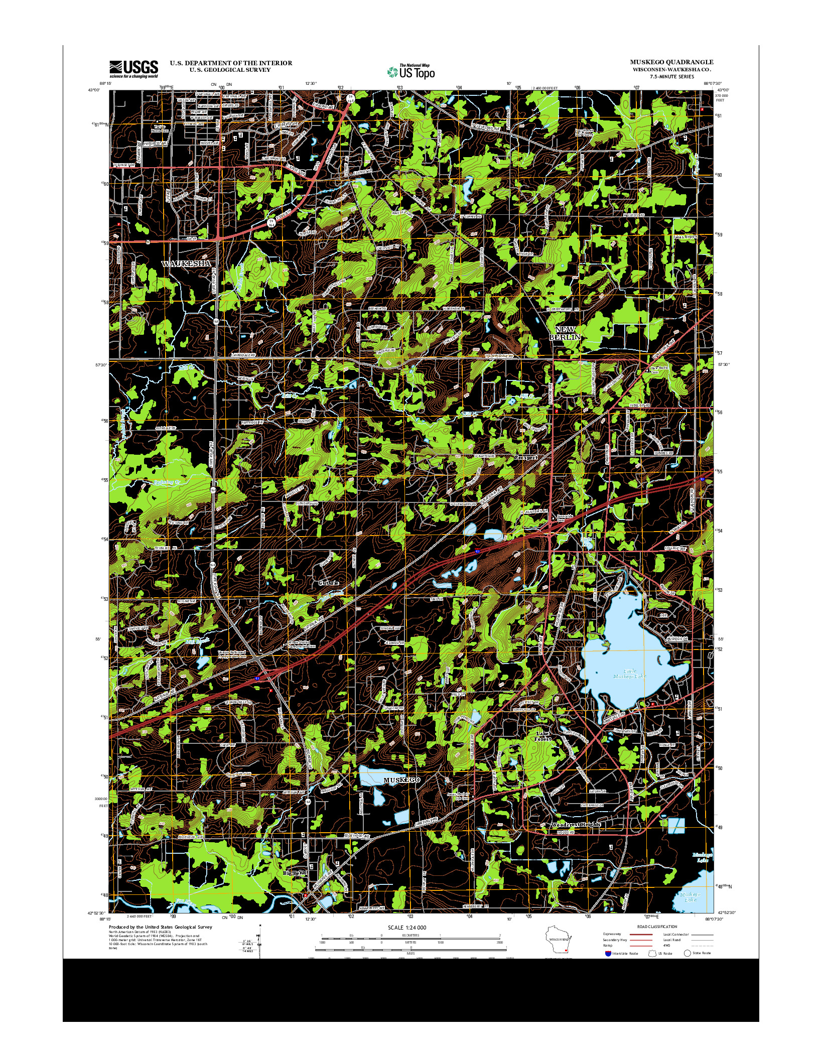 USGS US TOPO 7.5-MINUTE MAP FOR MUSKEGO, WI 2013