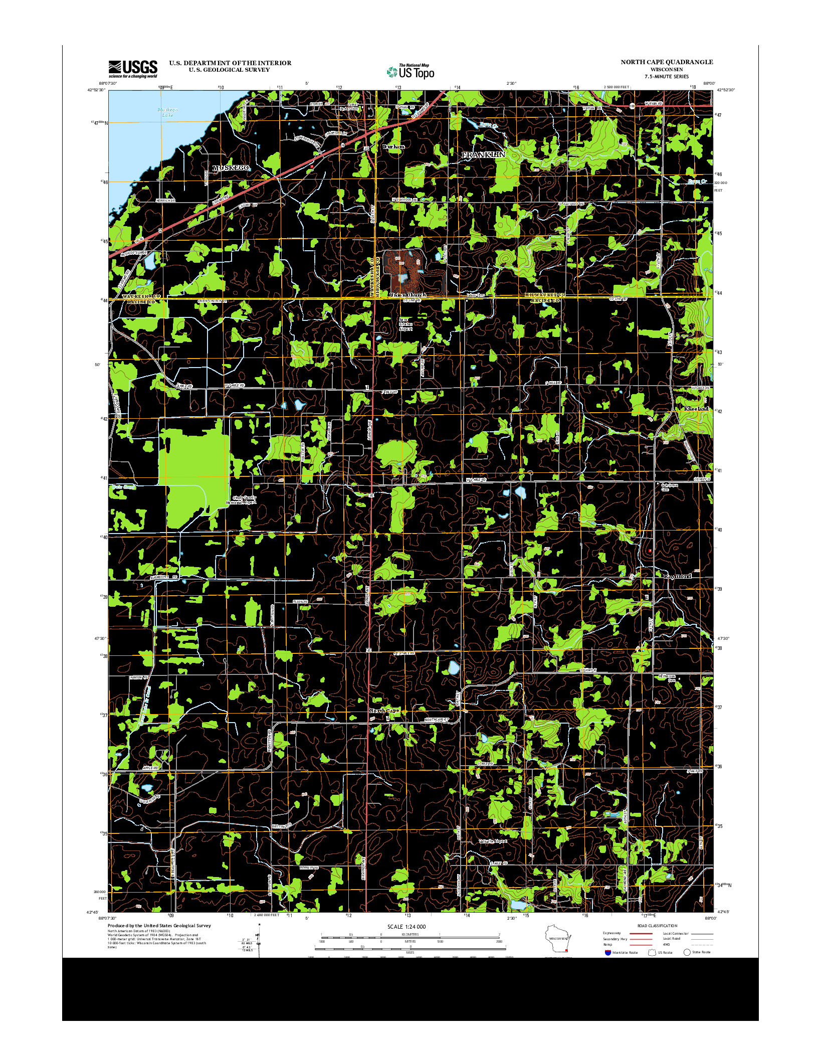 USGS US TOPO 7.5-MINUTE MAP FOR NORTH CAPE, WI 2013