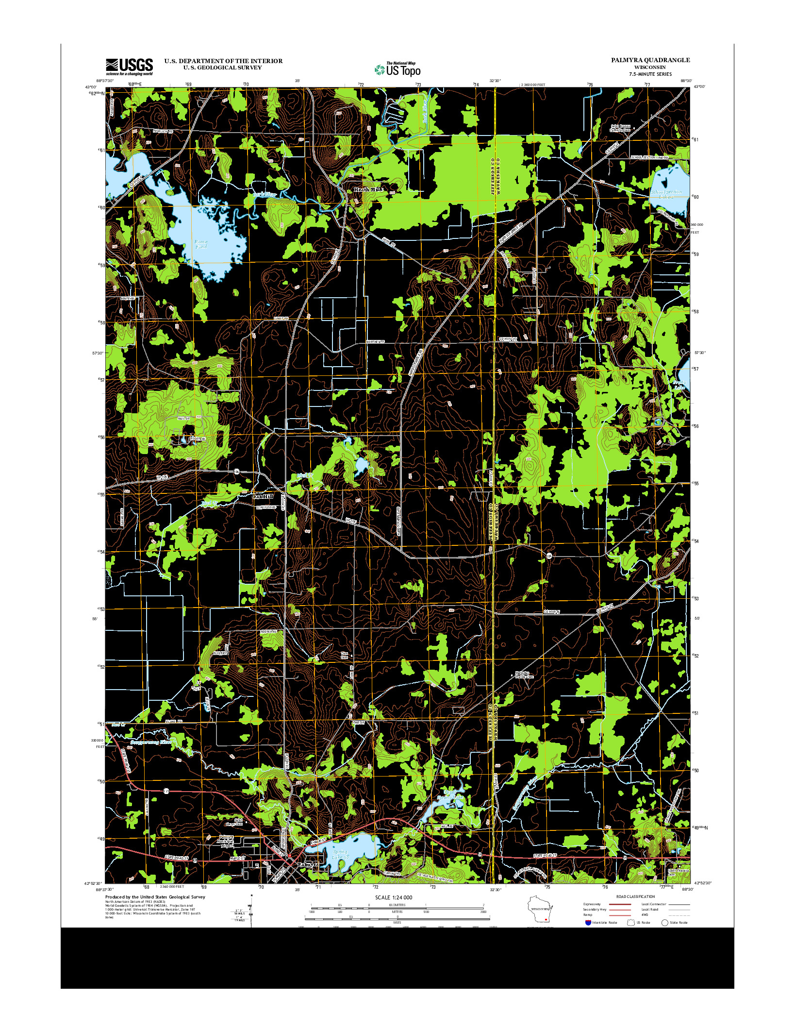 USGS US TOPO 7.5-MINUTE MAP FOR PALMYRA, WI 2013