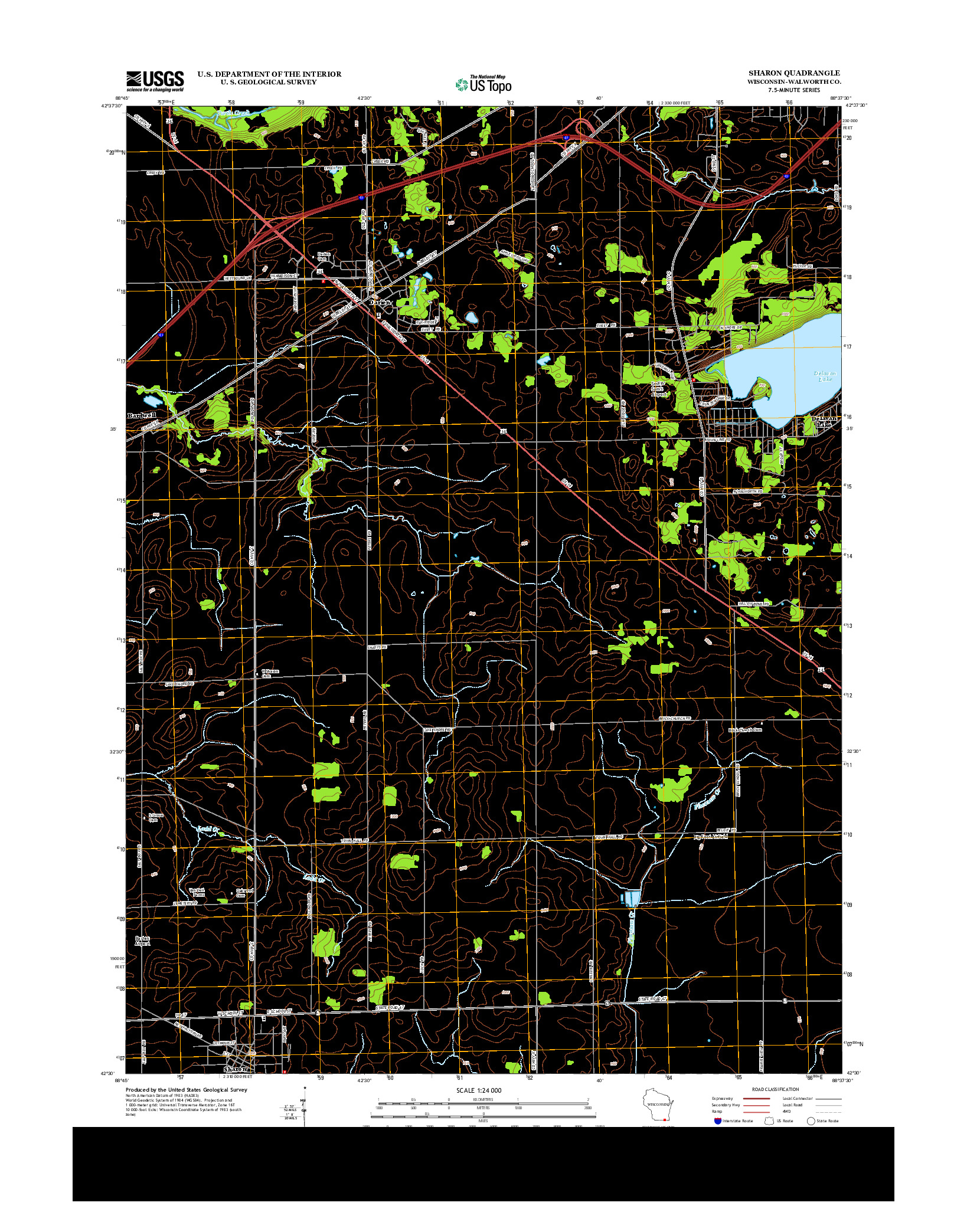 USGS US TOPO 7.5-MINUTE MAP FOR SHARON, WI 2013