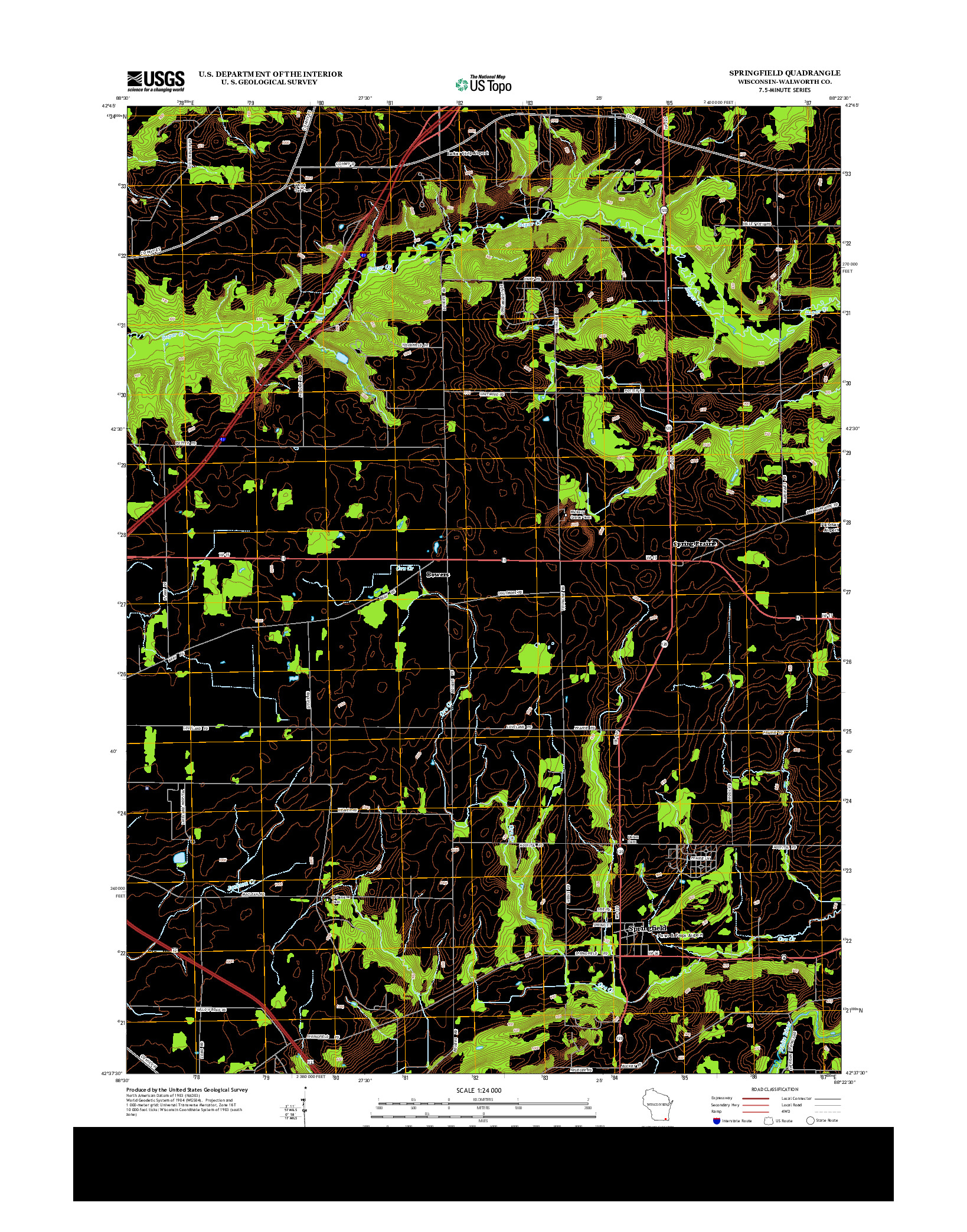 USGS US TOPO 7.5-MINUTE MAP FOR SPRINGFIELD, WI 2013