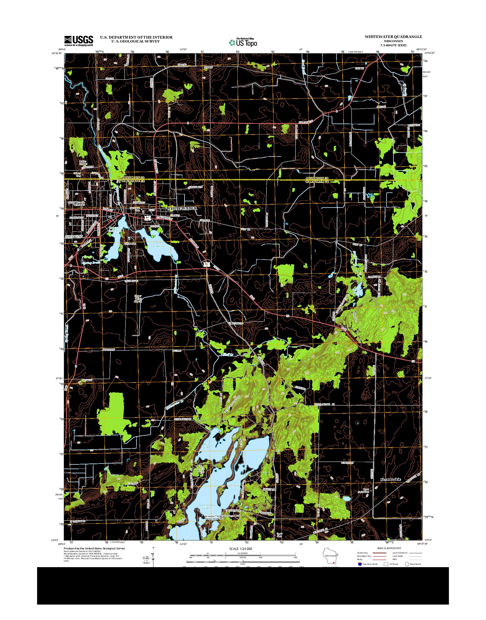 USGS US TOPO 7.5-MINUTE MAP FOR WHITEWATER, WI 2013