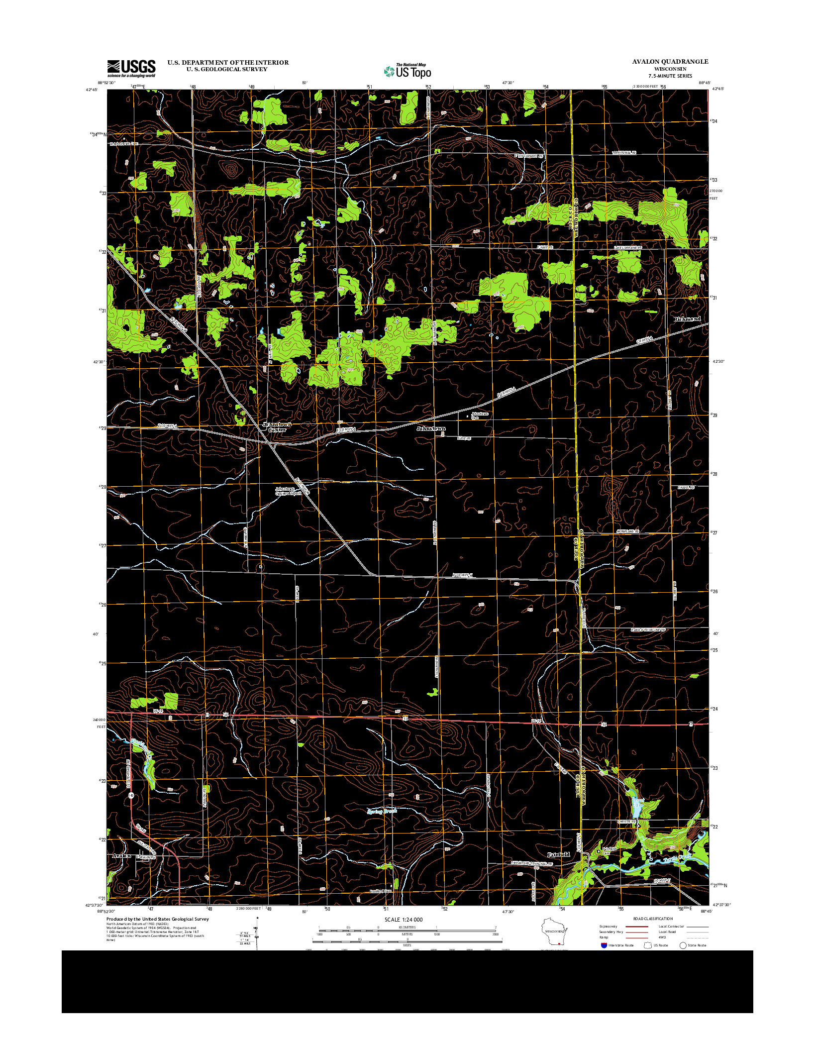 USGS US TOPO 7.5-MINUTE MAP FOR AVALON, WI 2013