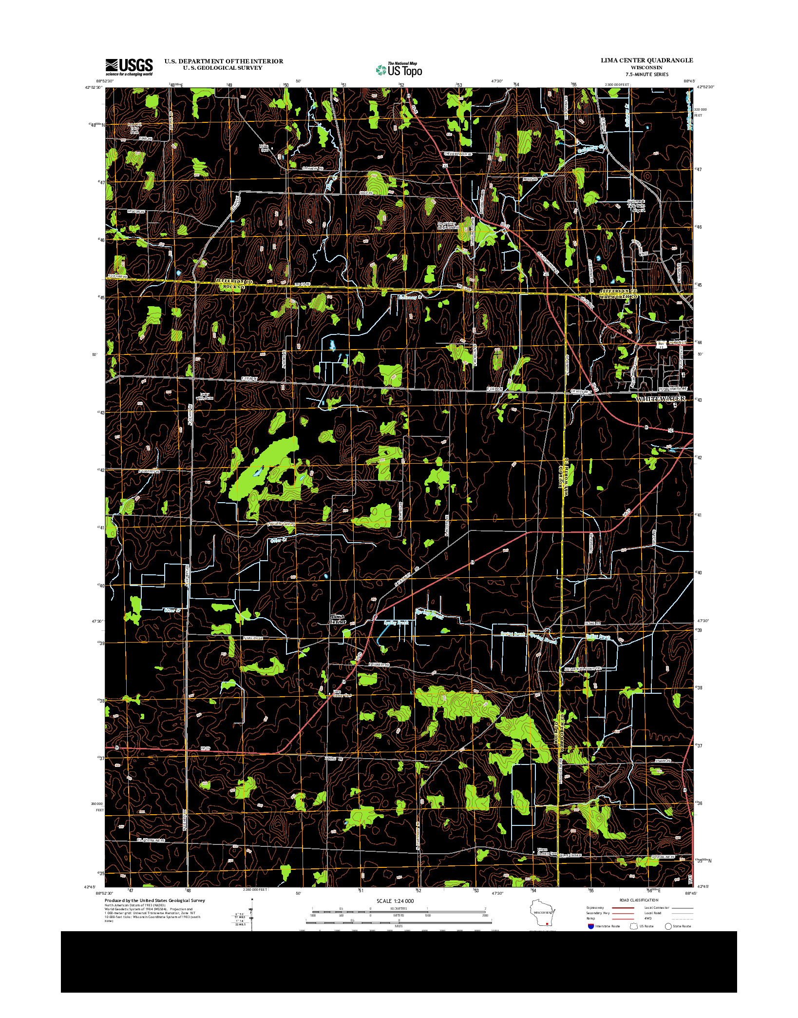 USGS US TOPO 7.5-MINUTE MAP FOR LIMA CENTER, WI 2013