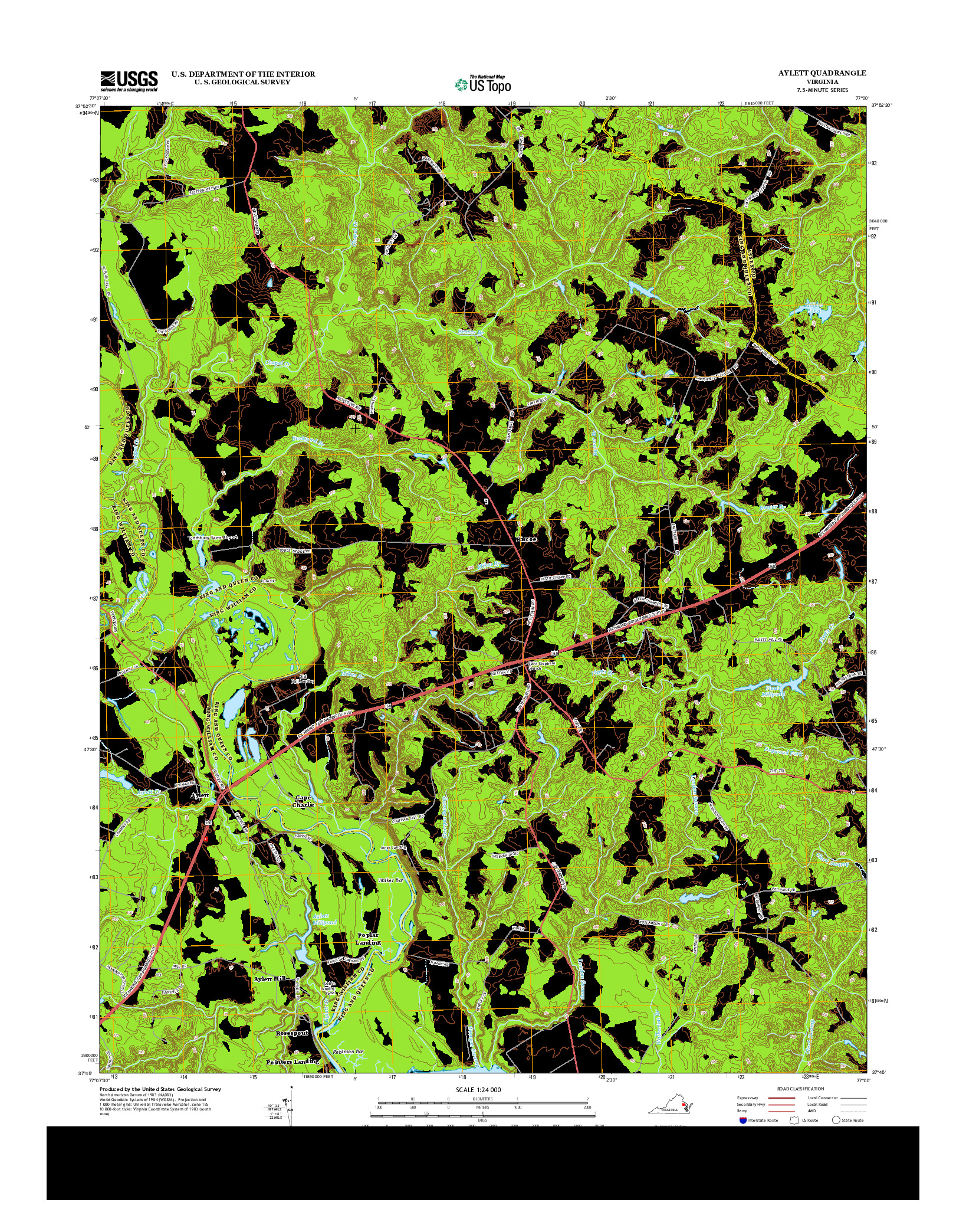 USGS US TOPO 7.5-MINUTE MAP FOR AYLETT, VA 2013