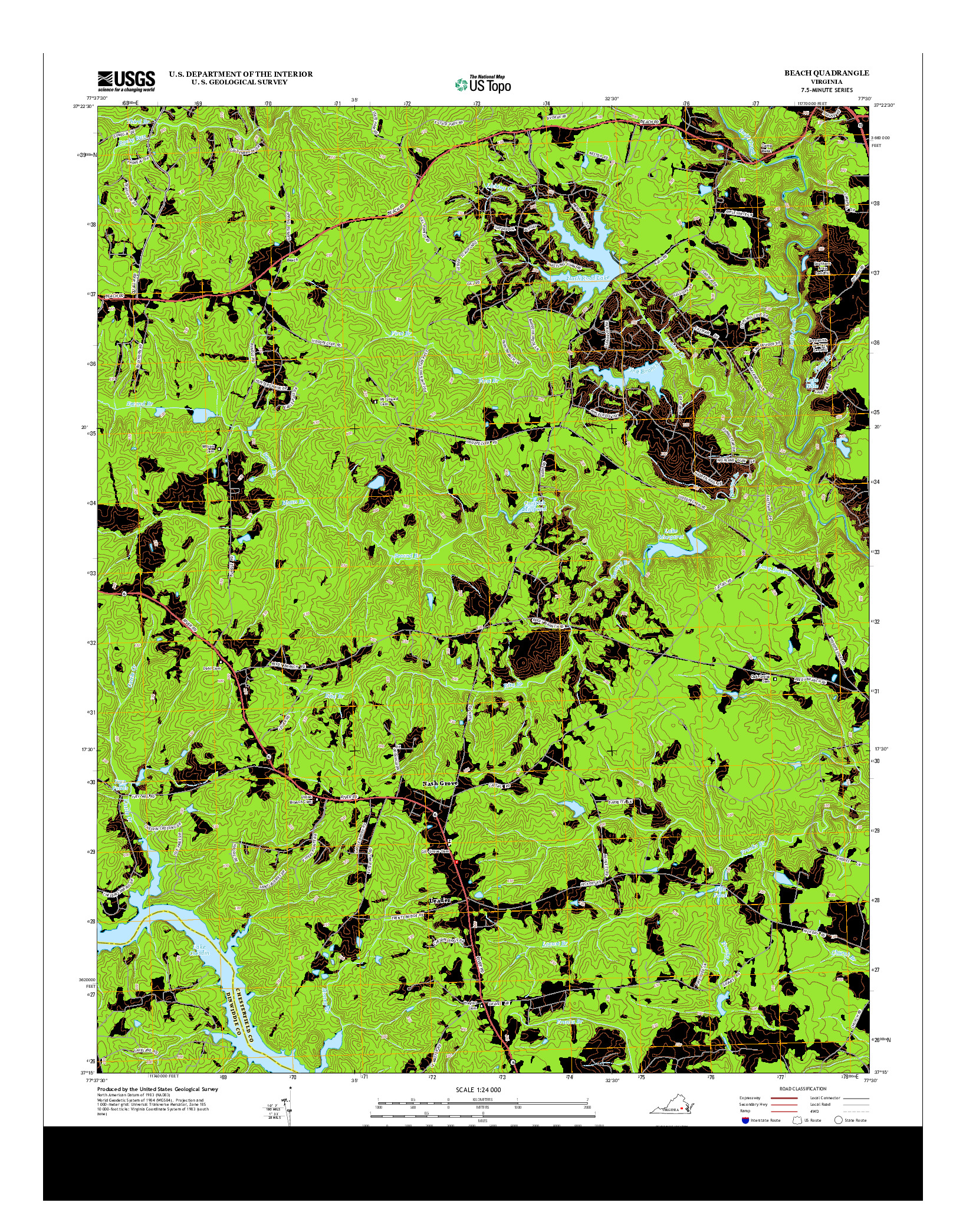 USGS US TOPO 7.5-MINUTE MAP FOR BEACH, VA 2013