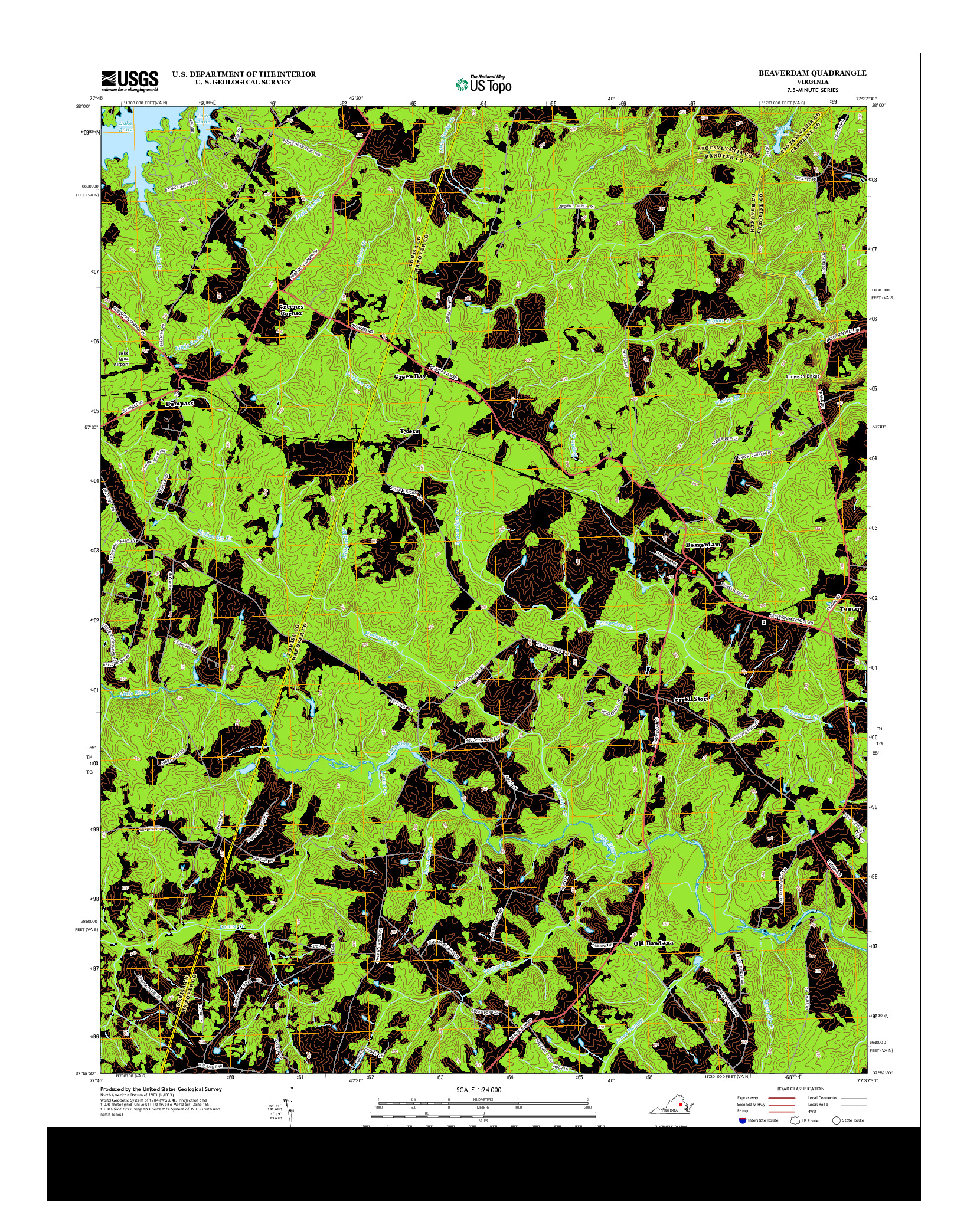 USGS US TOPO 7.5-MINUTE MAP FOR BEAVERDAM, VA 2013