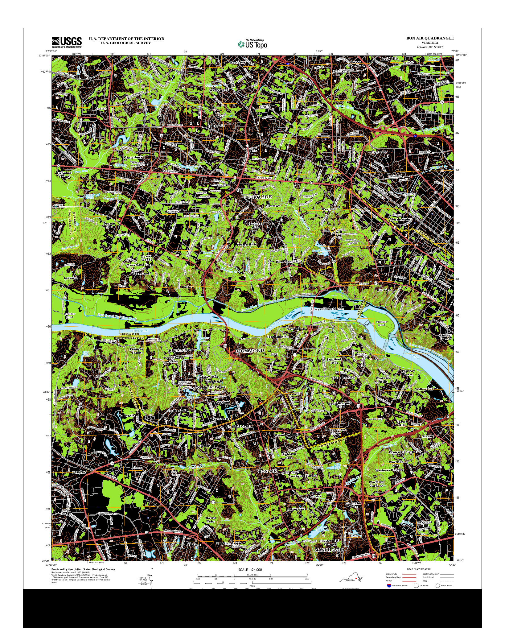 USGS US TOPO 7.5-MINUTE MAP FOR BON AIR, VA 2013