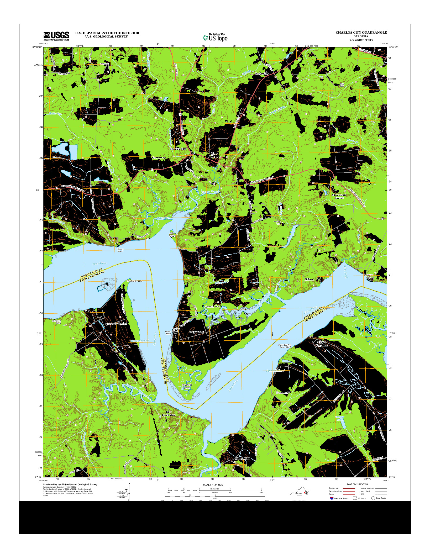USGS US TOPO 7.5-MINUTE MAP FOR CHARLES CITY, VA 2013