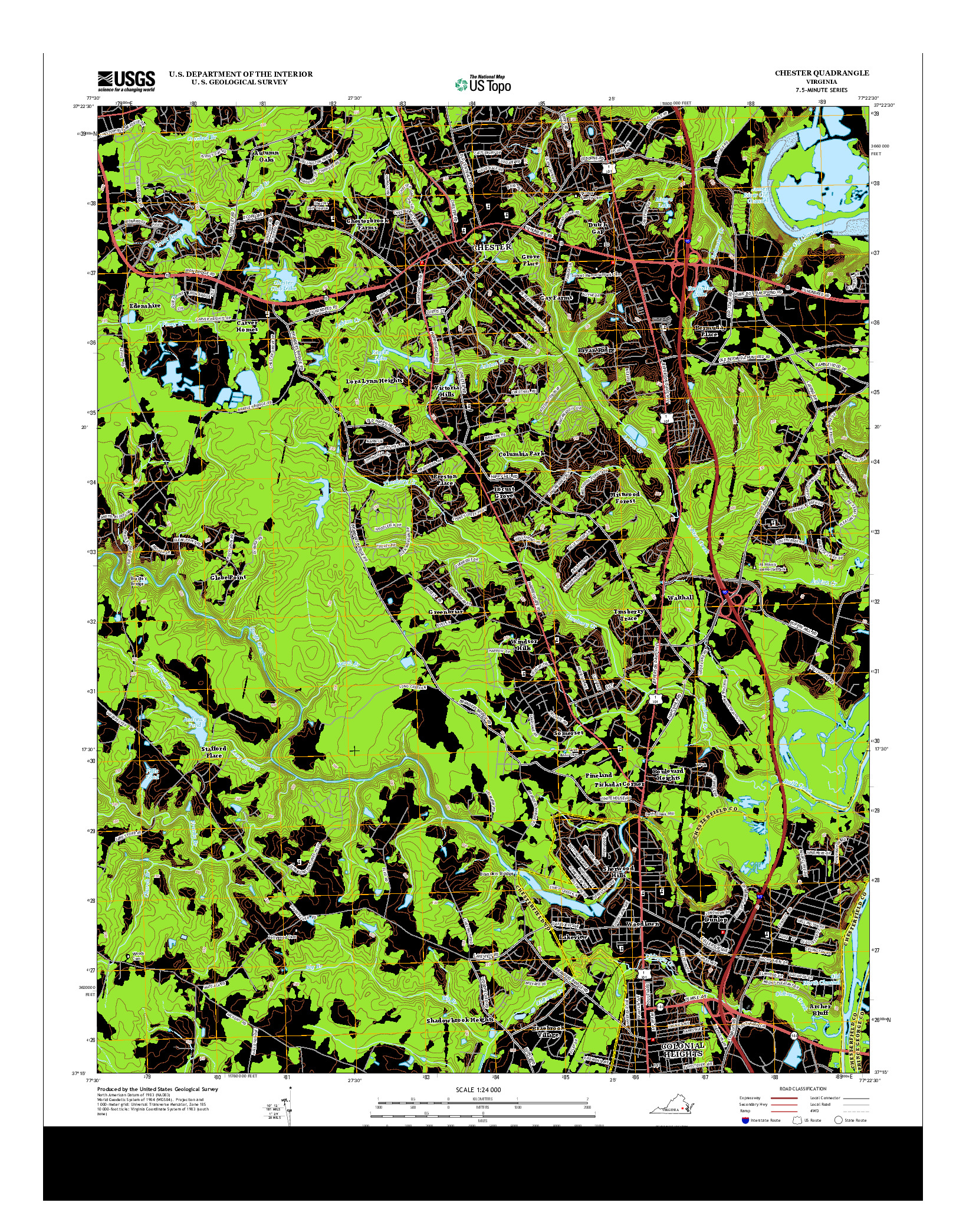 USGS US TOPO 7.5-MINUTE MAP FOR CHESTER, VA 2013