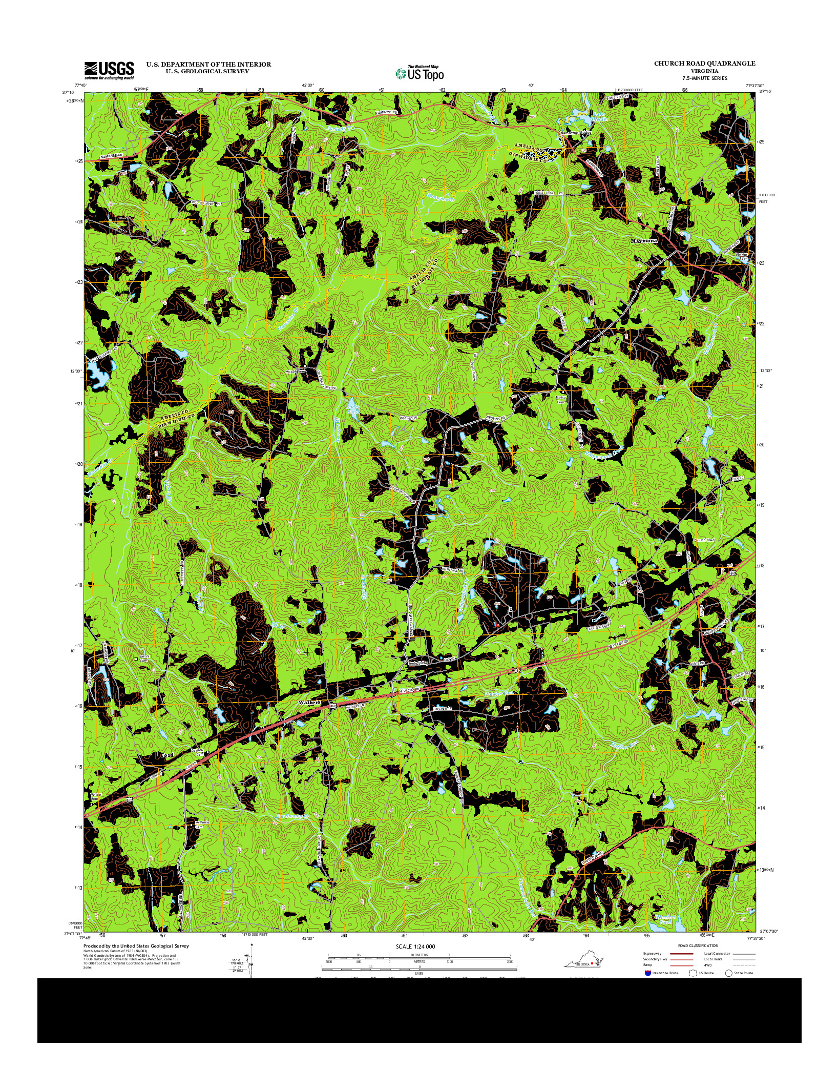 USGS US TOPO 7.5-MINUTE MAP FOR CHURCH ROAD, VA 2013