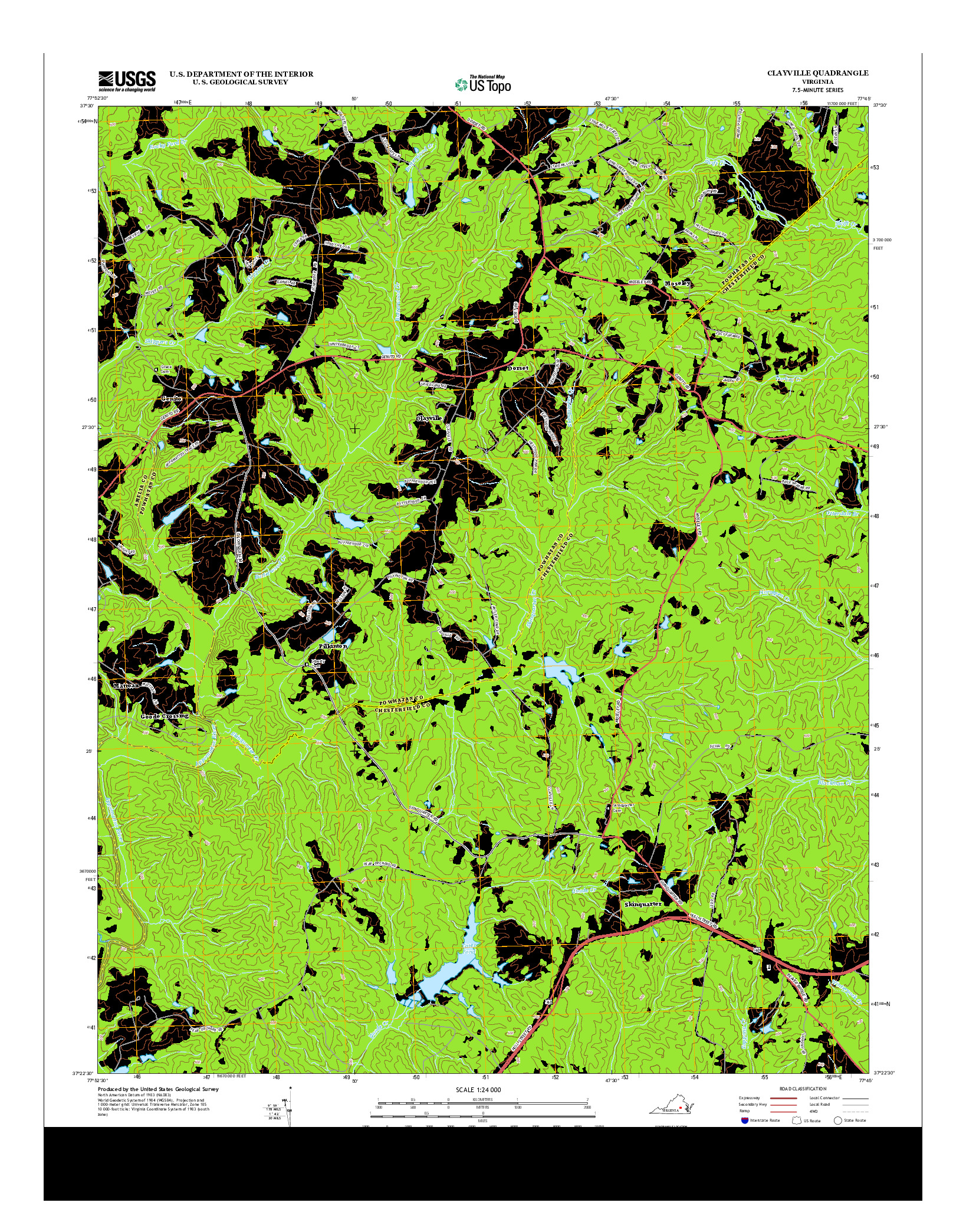 USGS US TOPO 7.5-MINUTE MAP FOR CLAYVILLE, VA 2013