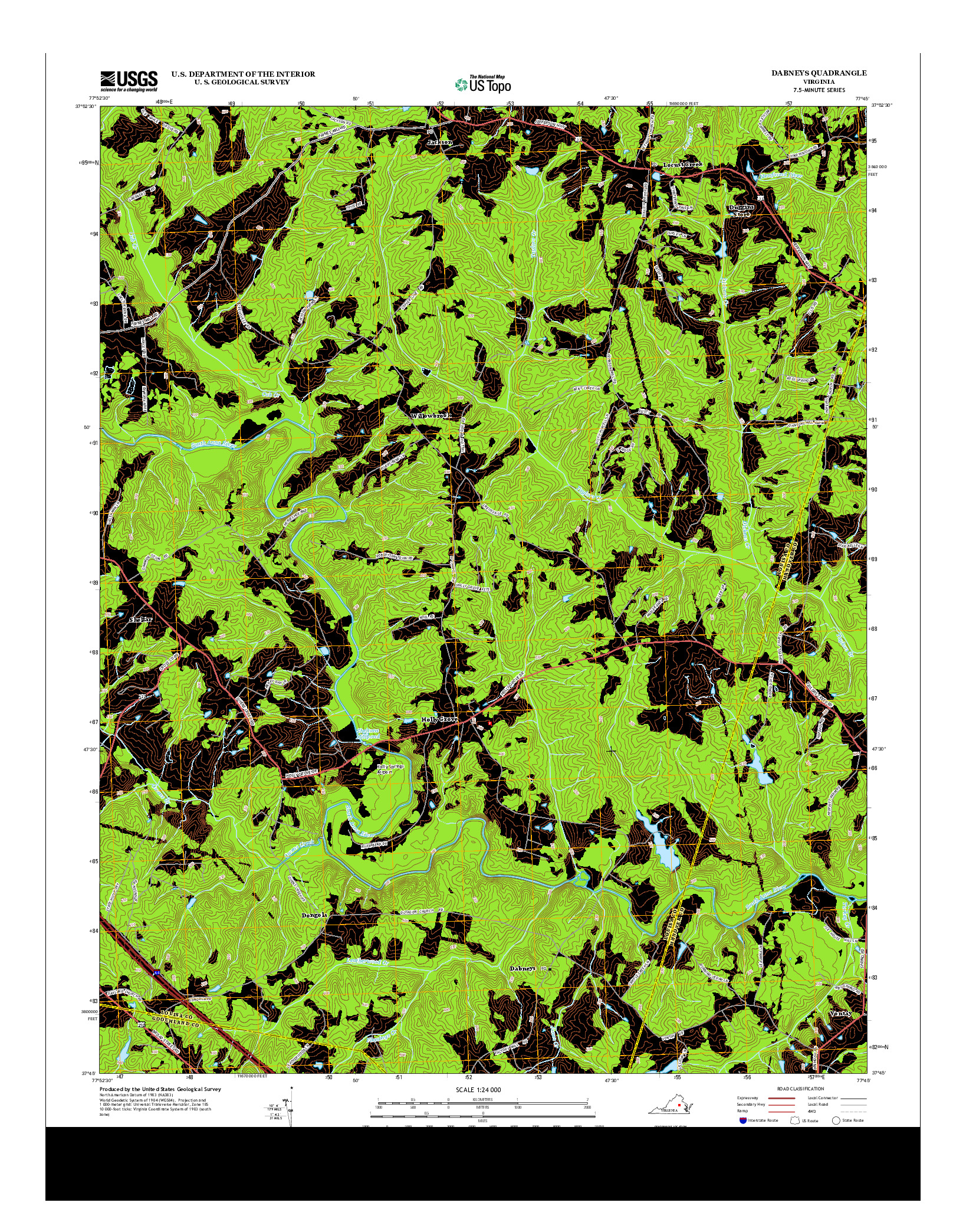 USGS US TOPO 7.5-MINUTE MAP FOR DABNEYS, VA 2013