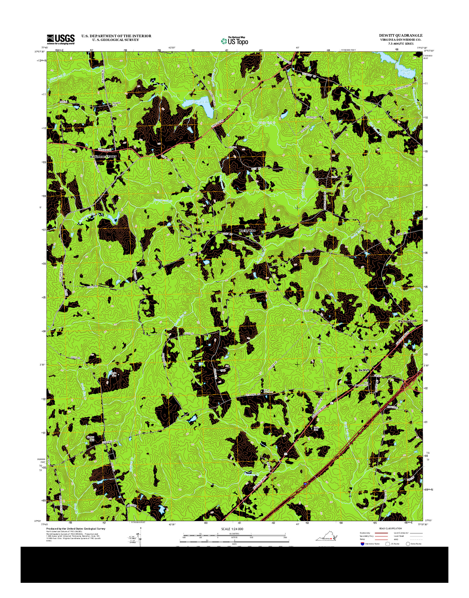 USGS US TOPO 7.5-MINUTE MAP FOR DEWITT, VA 2013