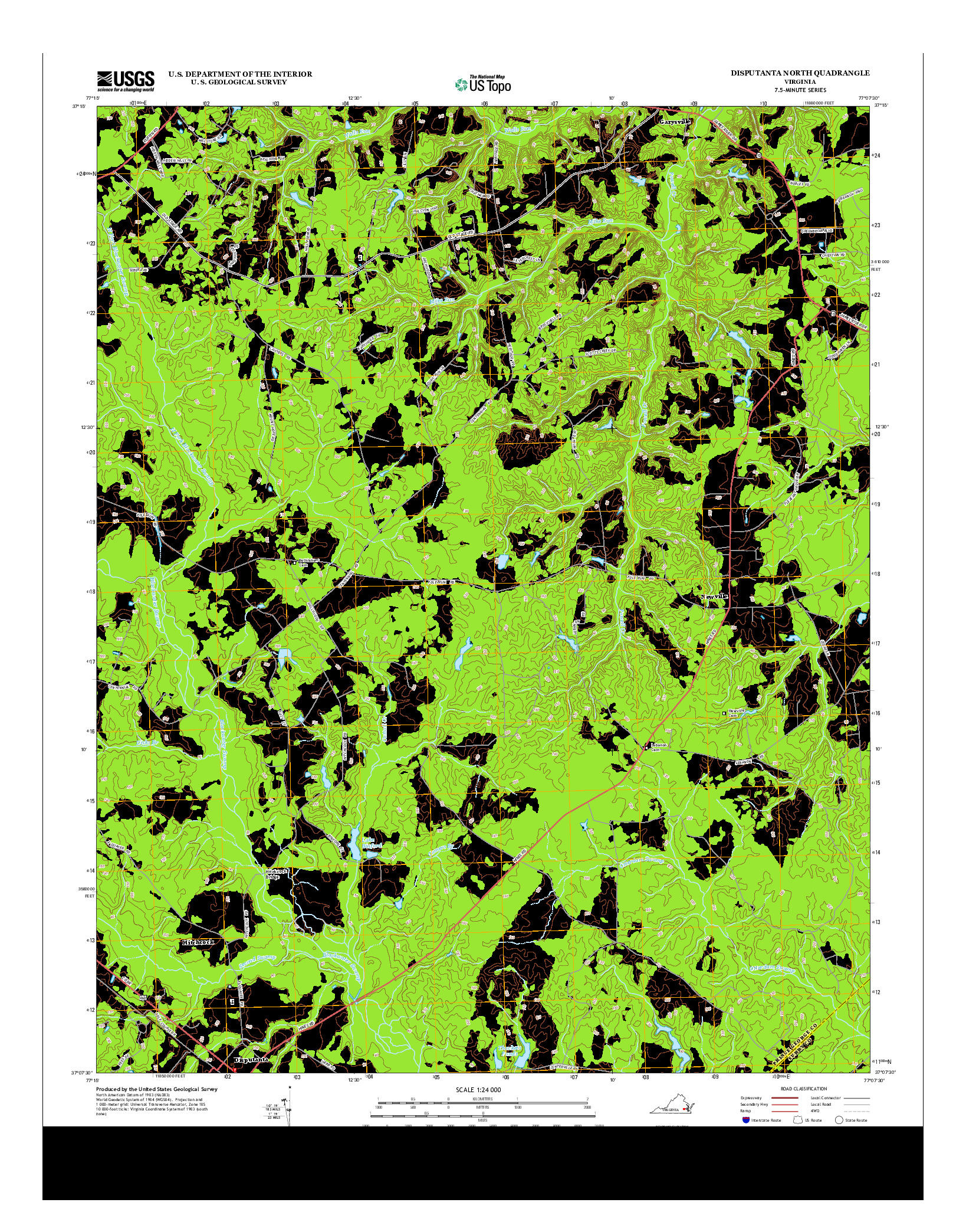 USGS US TOPO 7.5-MINUTE MAP FOR DISPUTANTA NORTH, VA 2013