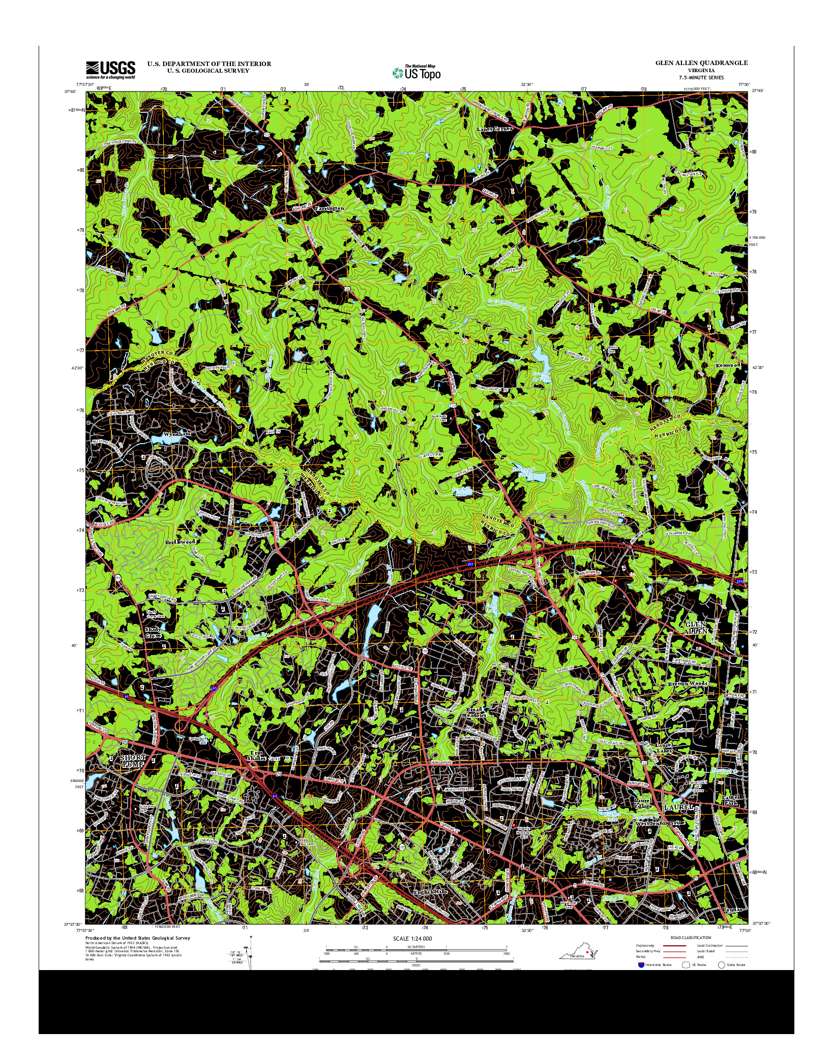 USGS US TOPO 7.5-MINUTE MAP FOR GLEN ALLEN, VA 2013