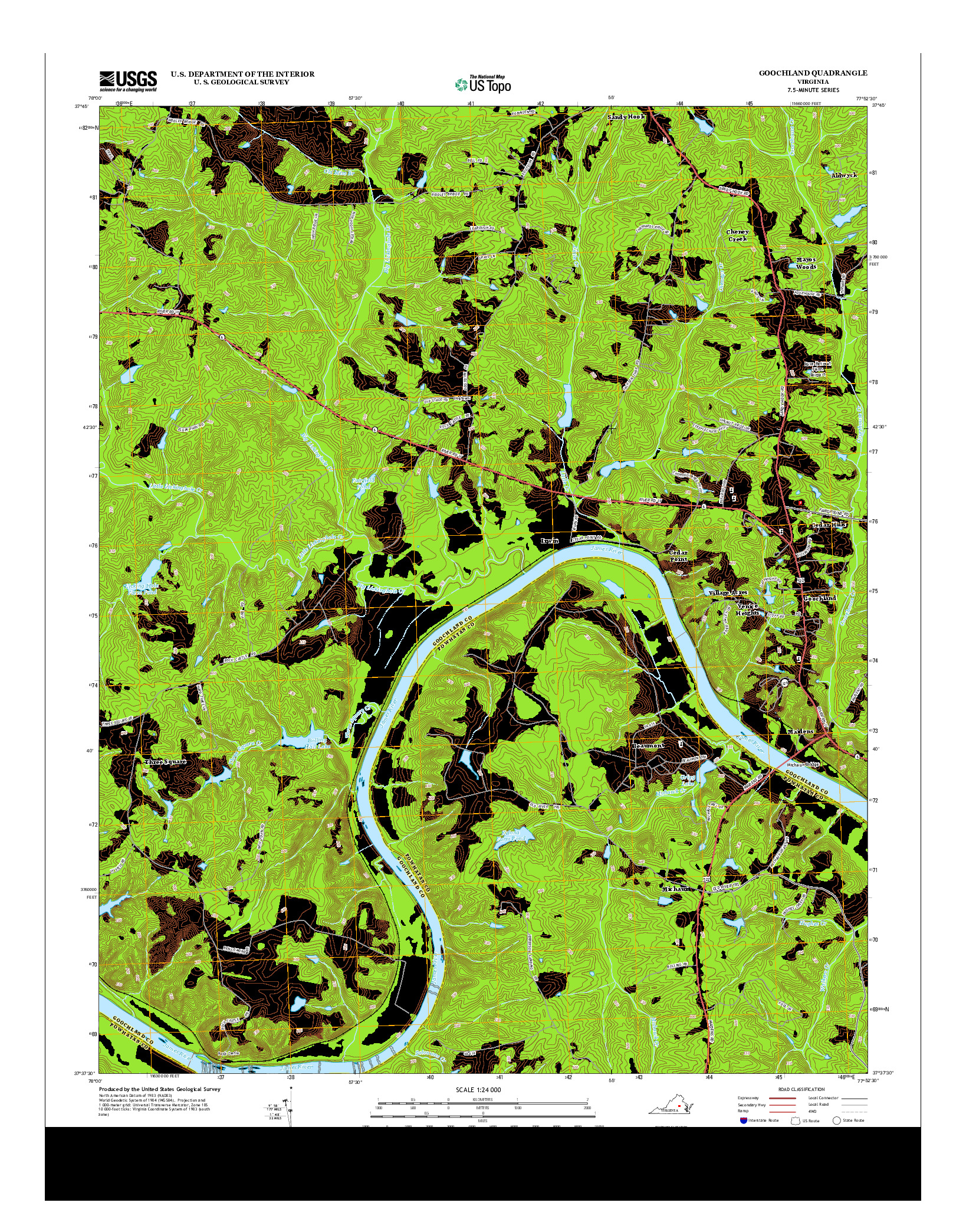 USGS US TOPO 7.5-MINUTE MAP FOR GOOCHLAND, VA 2013