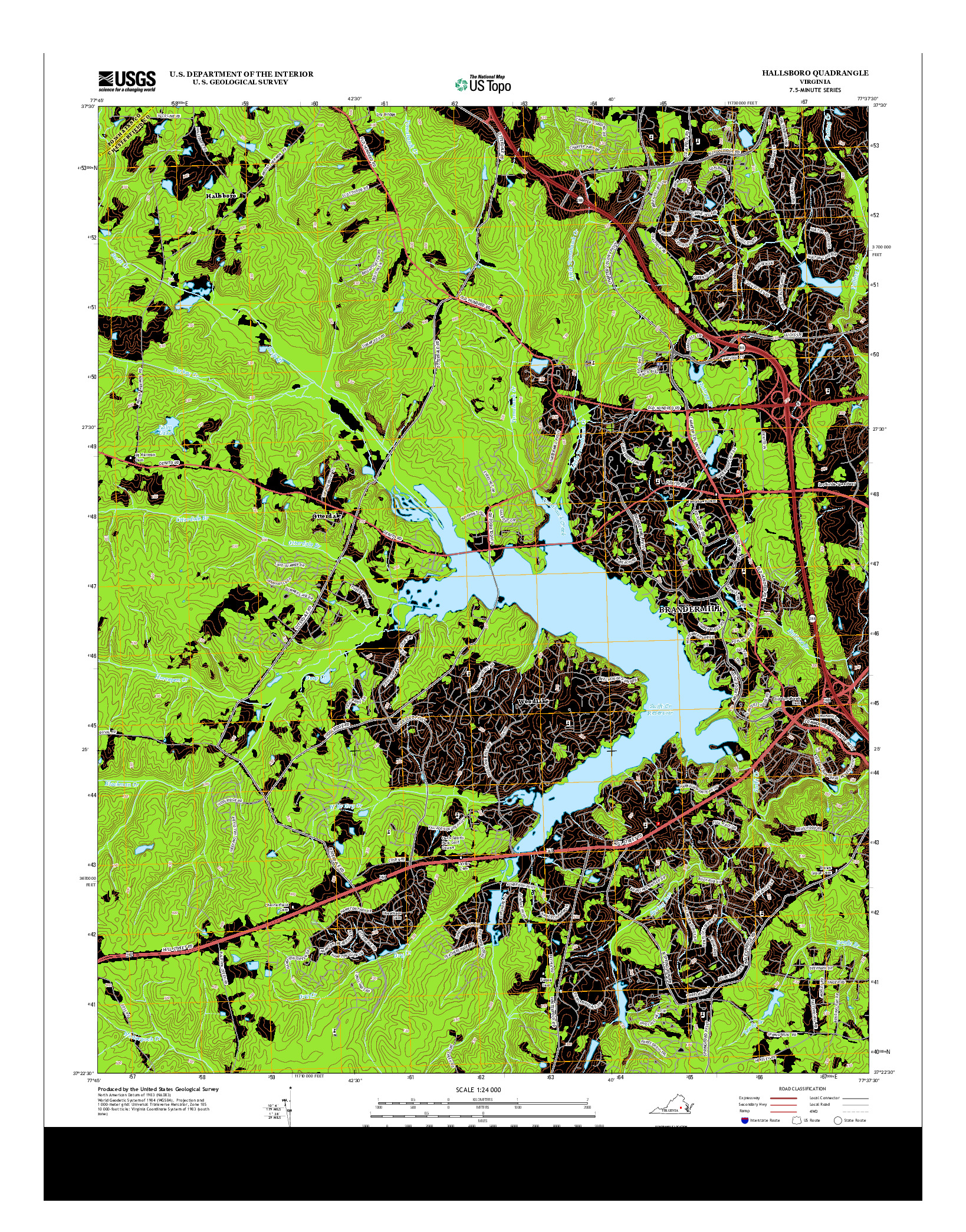 USGS US TOPO 7.5-MINUTE MAP FOR HALLSBORO, VA 2013