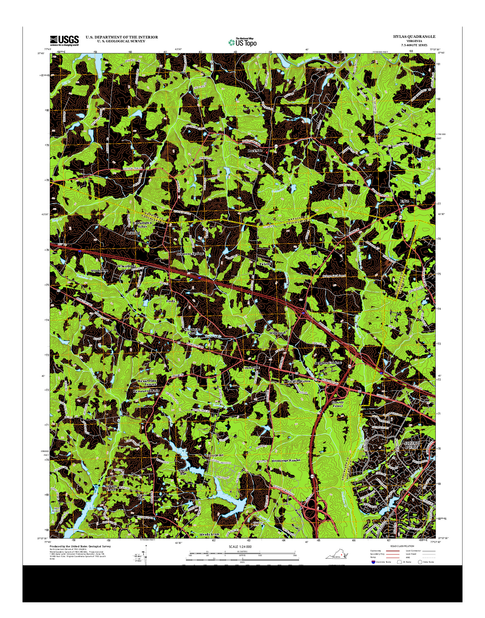 USGS US TOPO 7.5-MINUTE MAP FOR HYLAS, VA 2013