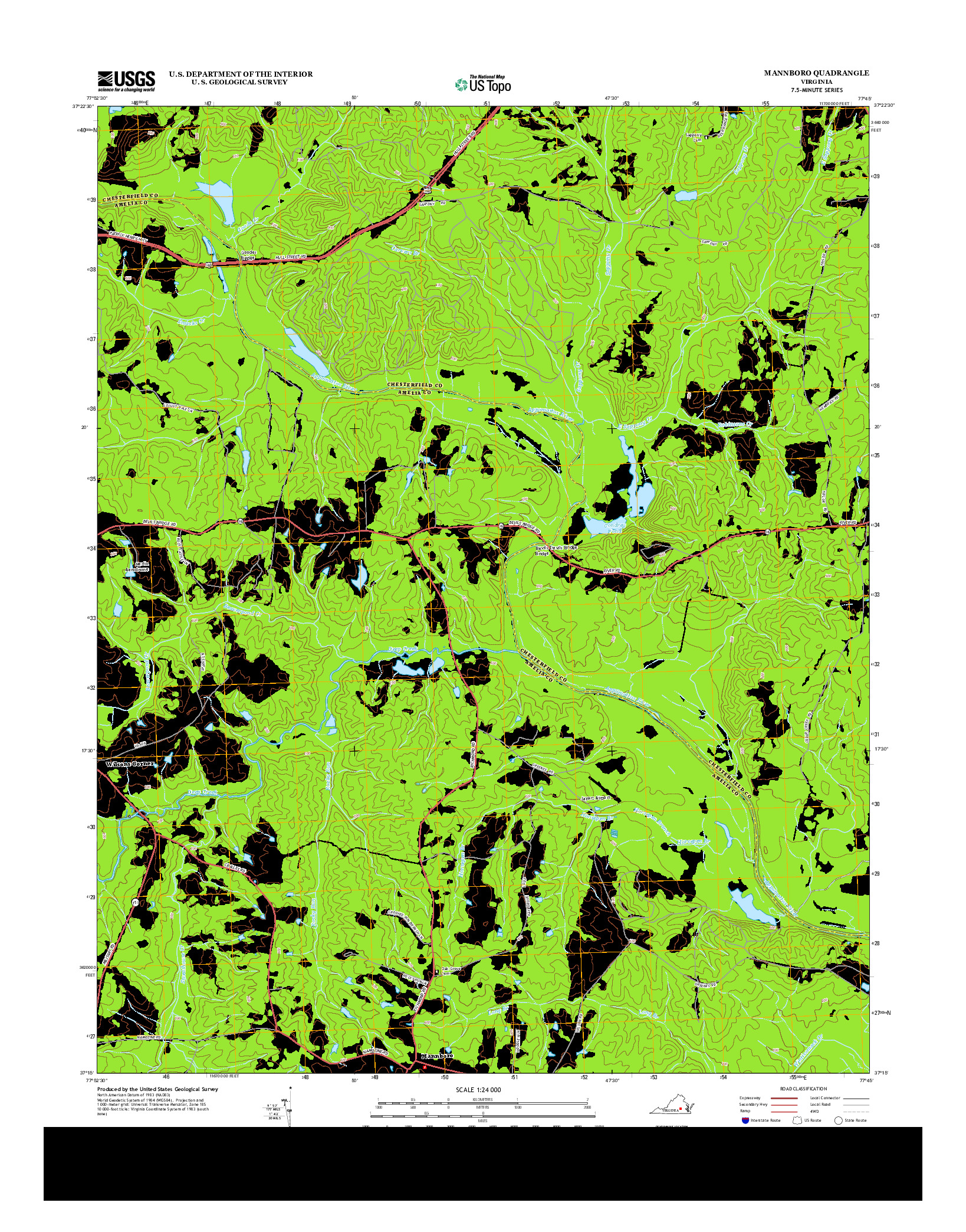 USGS US TOPO 7.5-MINUTE MAP FOR MANNBORO, VA 2013