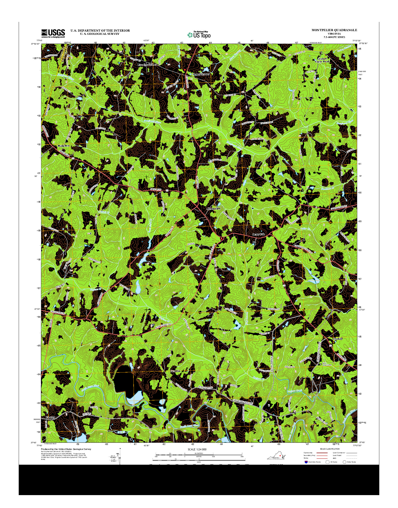 USGS US TOPO 7.5-MINUTE MAP FOR MONTPELIER, VA 2013