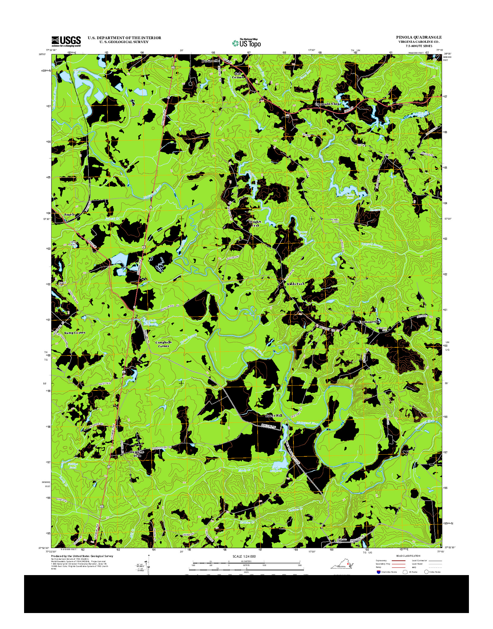 USGS US TOPO 7.5-MINUTE MAP FOR PENOLA, VA 2013