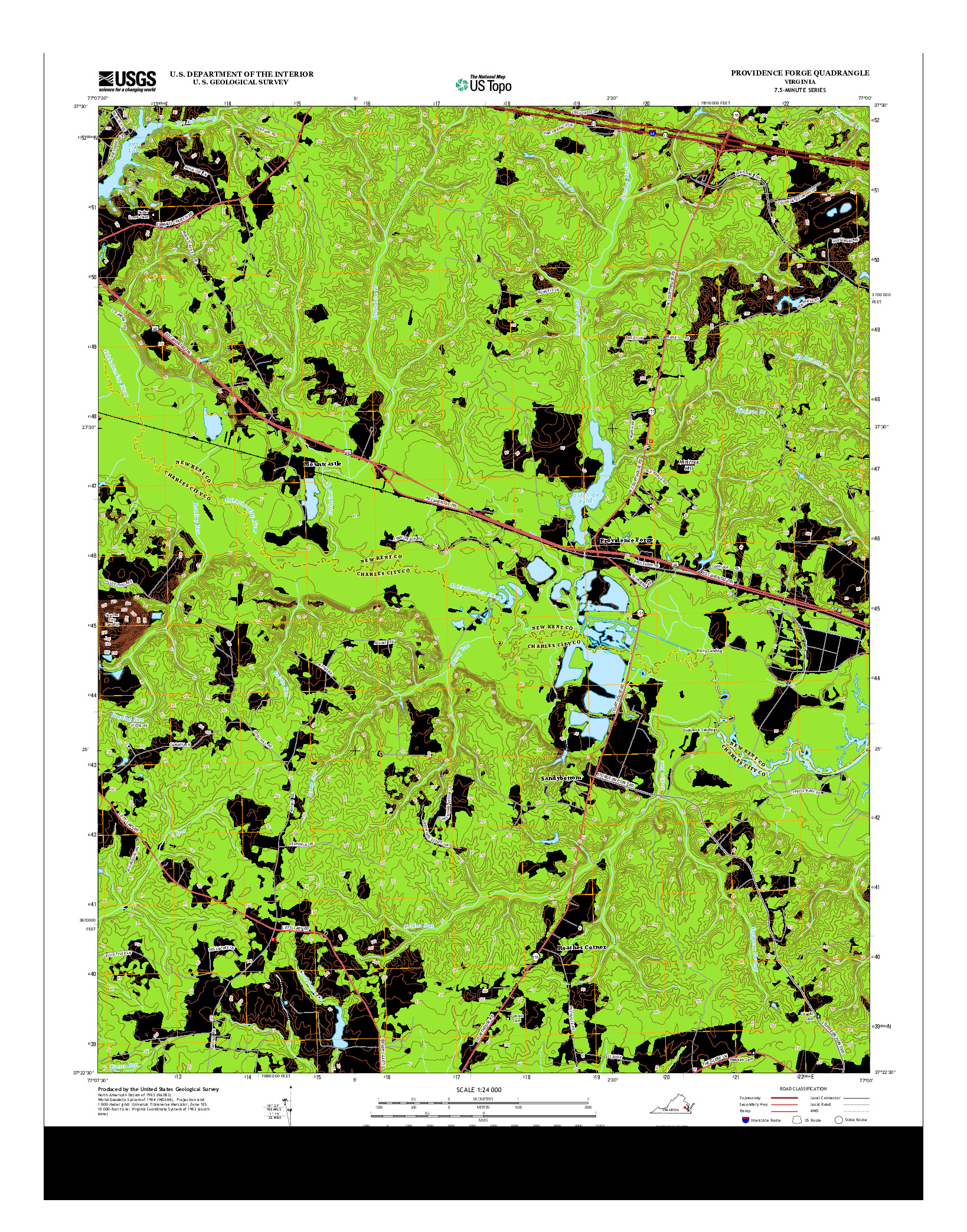 USGS US TOPO 7.5-MINUTE MAP FOR PROVIDENCE FORGE, VA 2013