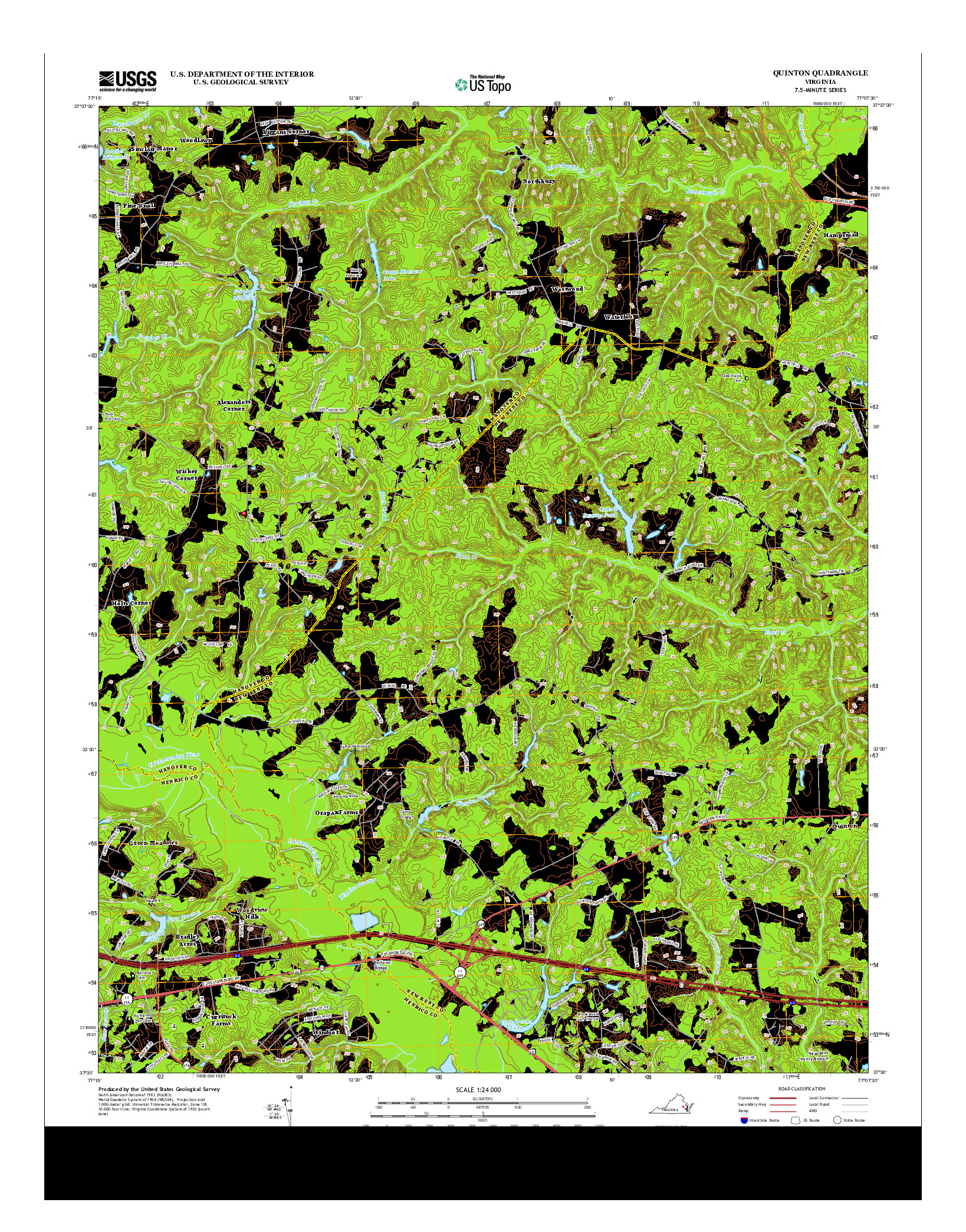 USGS US TOPO 7.5-MINUTE MAP FOR QUINTON, VA 2013