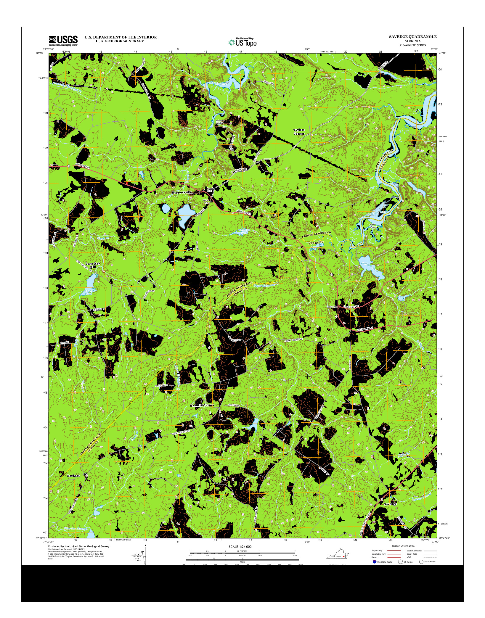 USGS US TOPO 7.5-MINUTE MAP FOR SAVEDGE, VA 2013