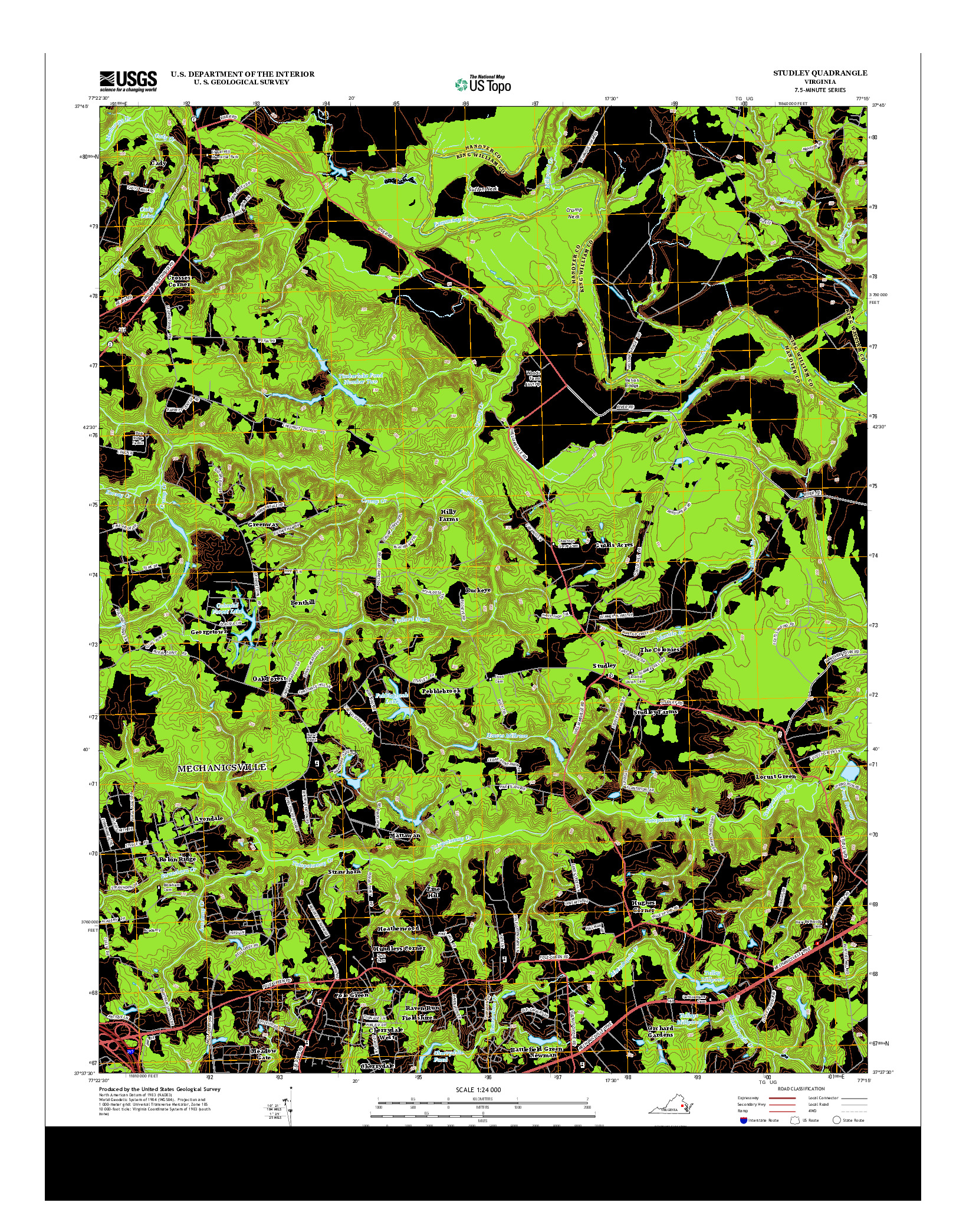 USGS US TOPO 7.5-MINUTE MAP FOR STUDLEY, VA 2013