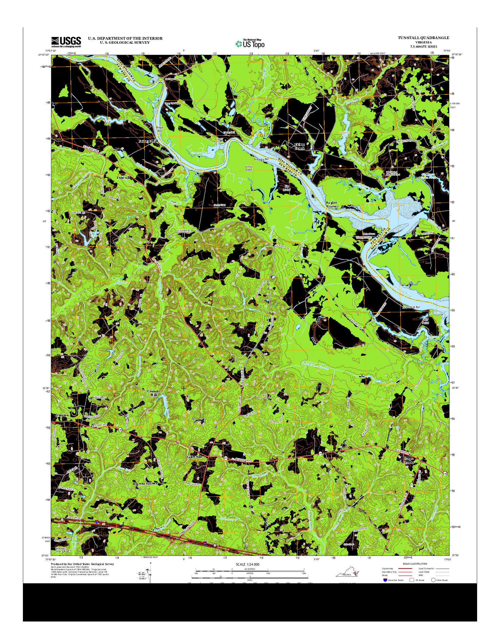 USGS US TOPO 7.5-MINUTE MAP FOR TUNSTALL, VA 2013