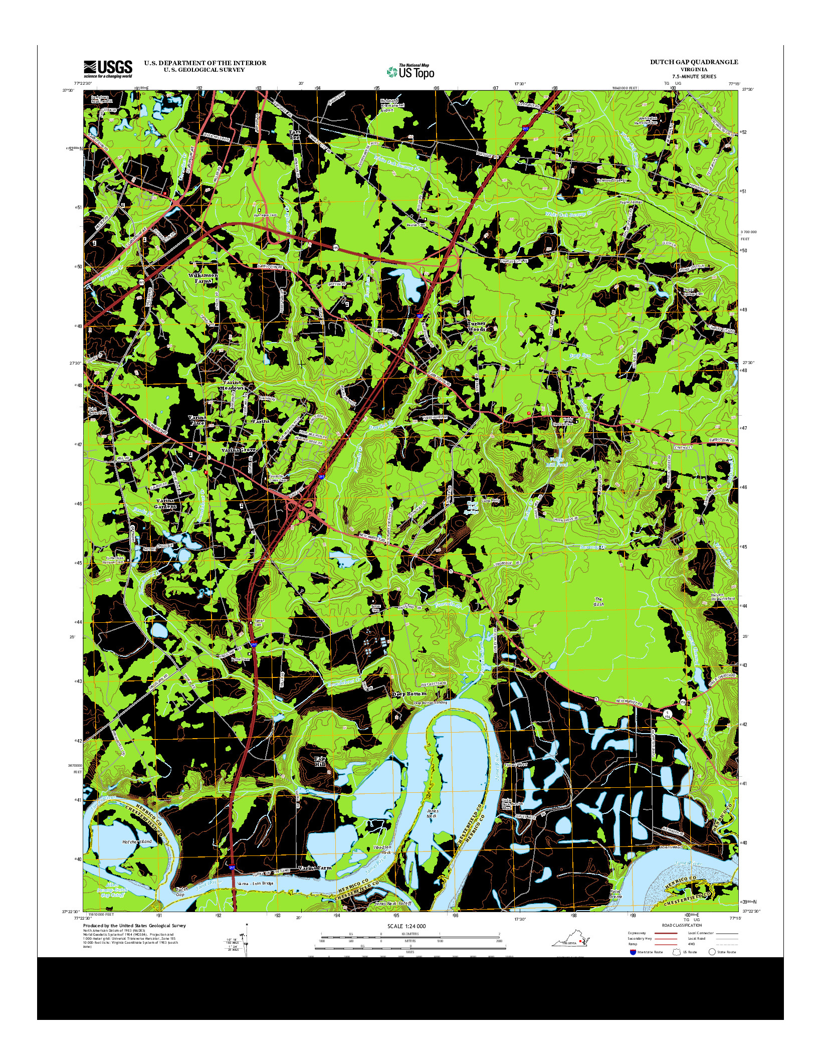 USGS US TOPO 7.5-MINUTE MAP FOR DUTCH GAP, VA 2013