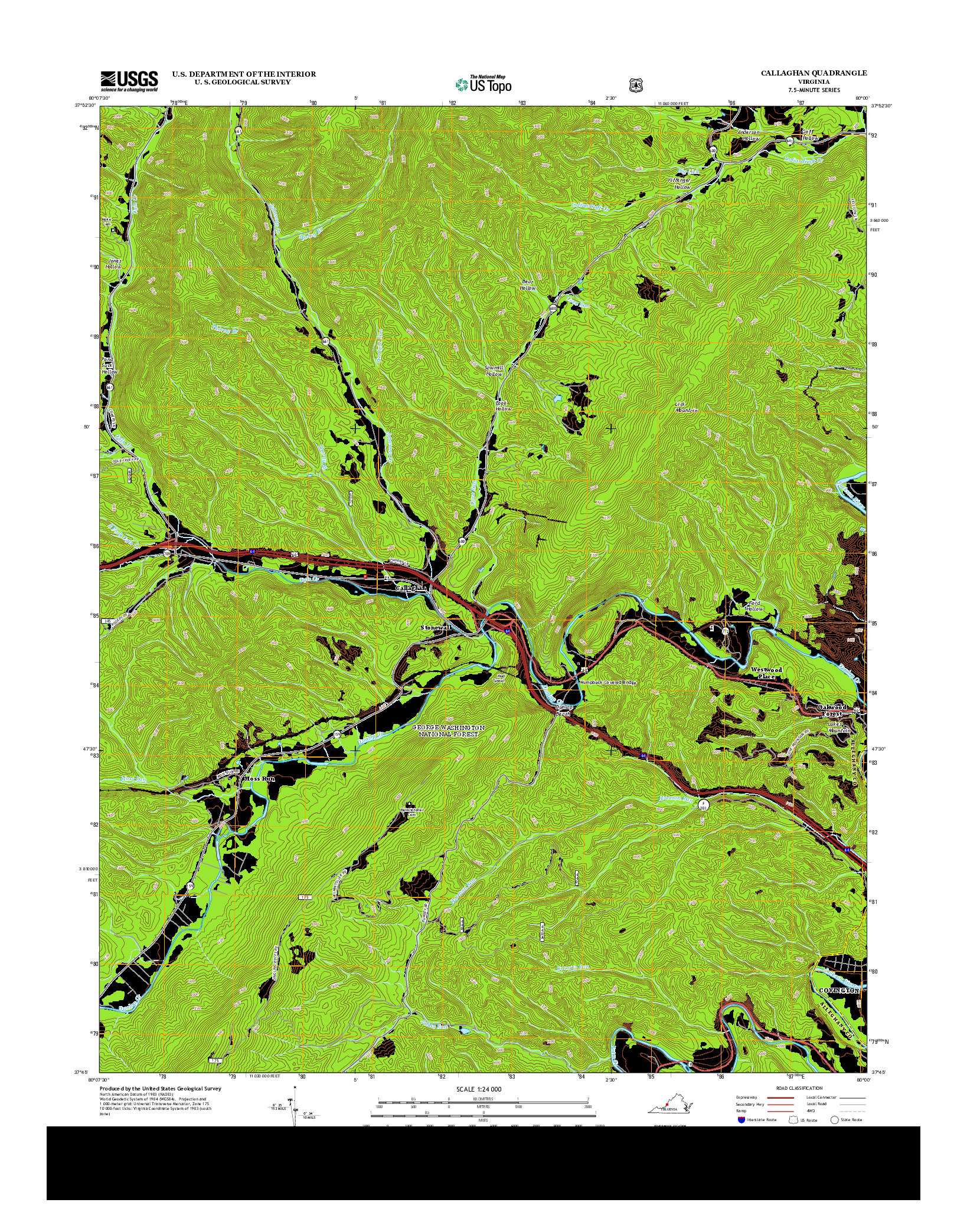 USGS US TOPO 7.5-MINUTE MAP FOR CALLAGHAN, VA 2013