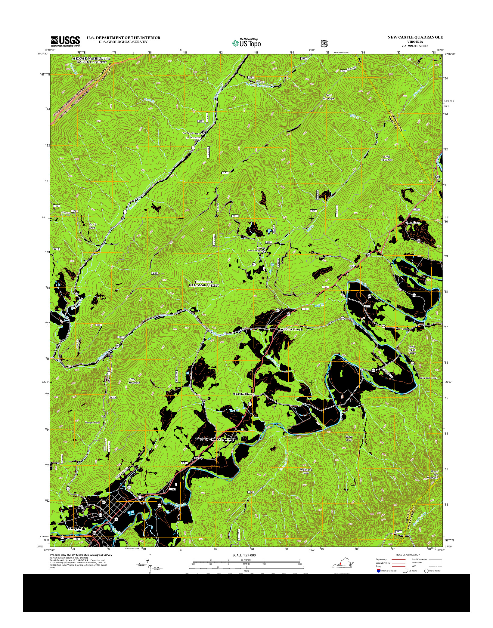 USGS US TOPO 7.5-MINUTE MAP FOR NEW CASTLE, VA 2013