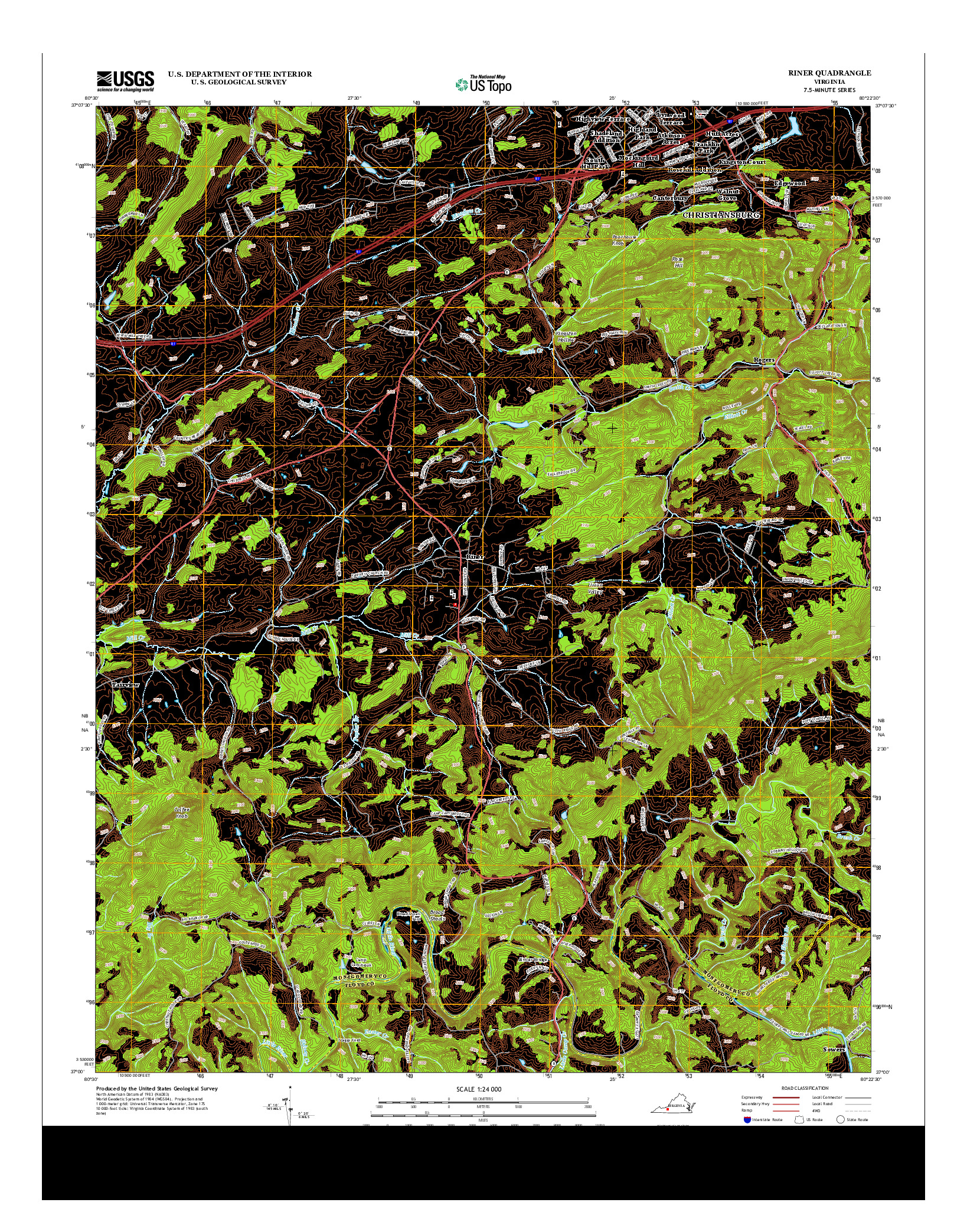 USGS US TOPO 7.5-MINUTE MAP FOR RINER, VA 2013