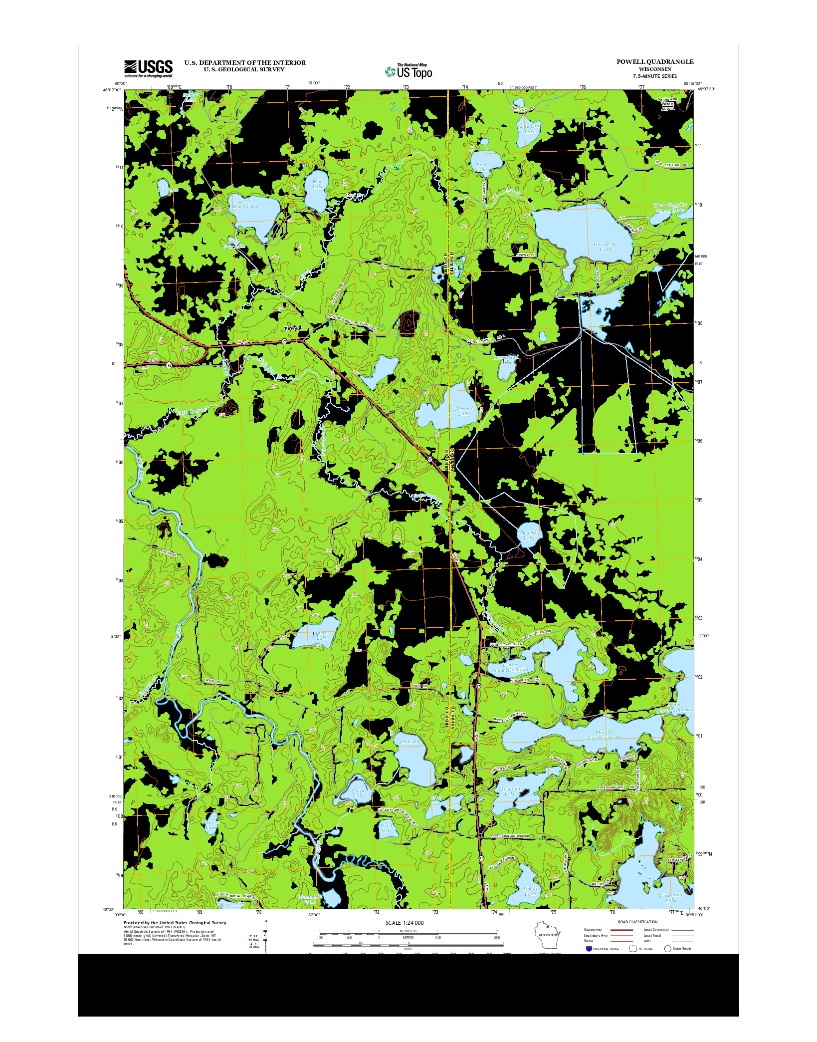 USGS US TOPO 7.5-MINUTE MAP FOR POWELL, WI 2013
