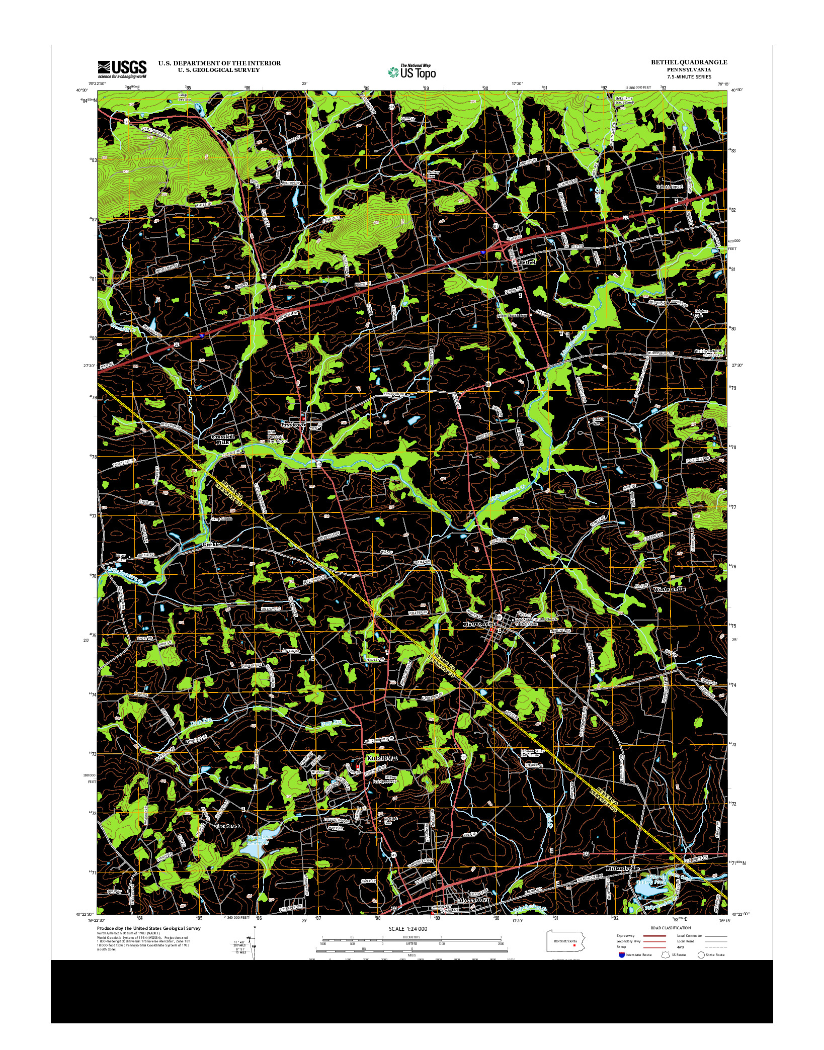 USGS US TOPO 7.5-MINUTE MAP FOR BETHEL, PA 2013