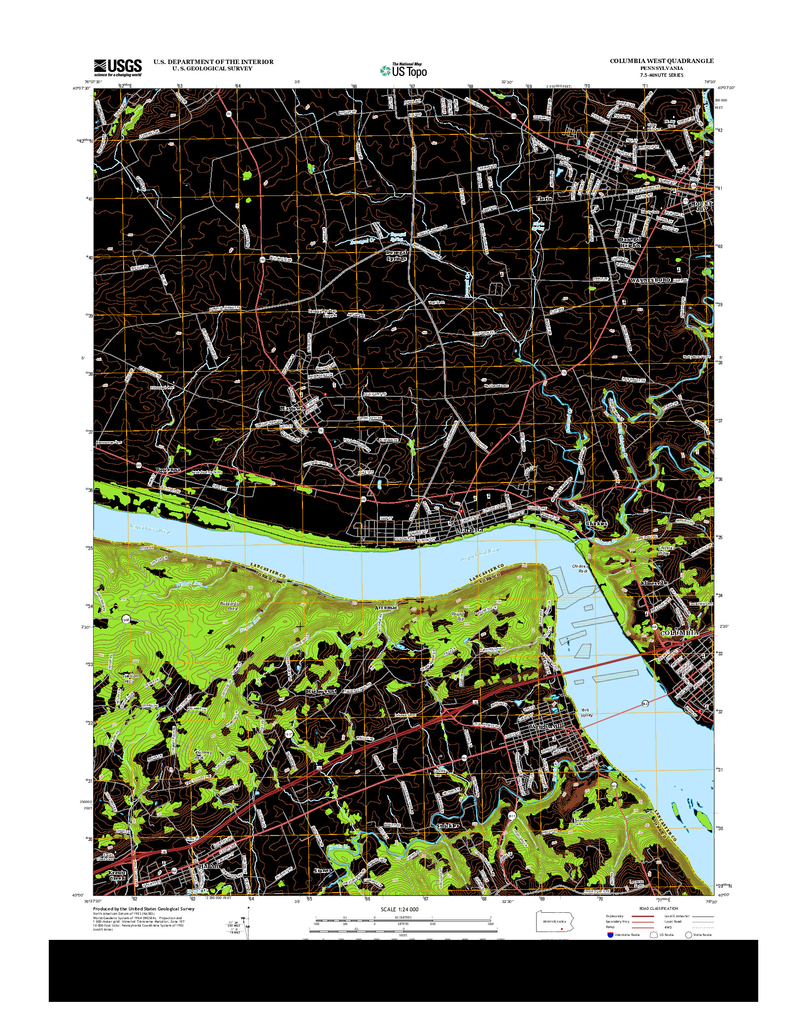 USGS US TOPO 7.5-MINUTE MAP FOR COLUMBIA WEST, PA 2013