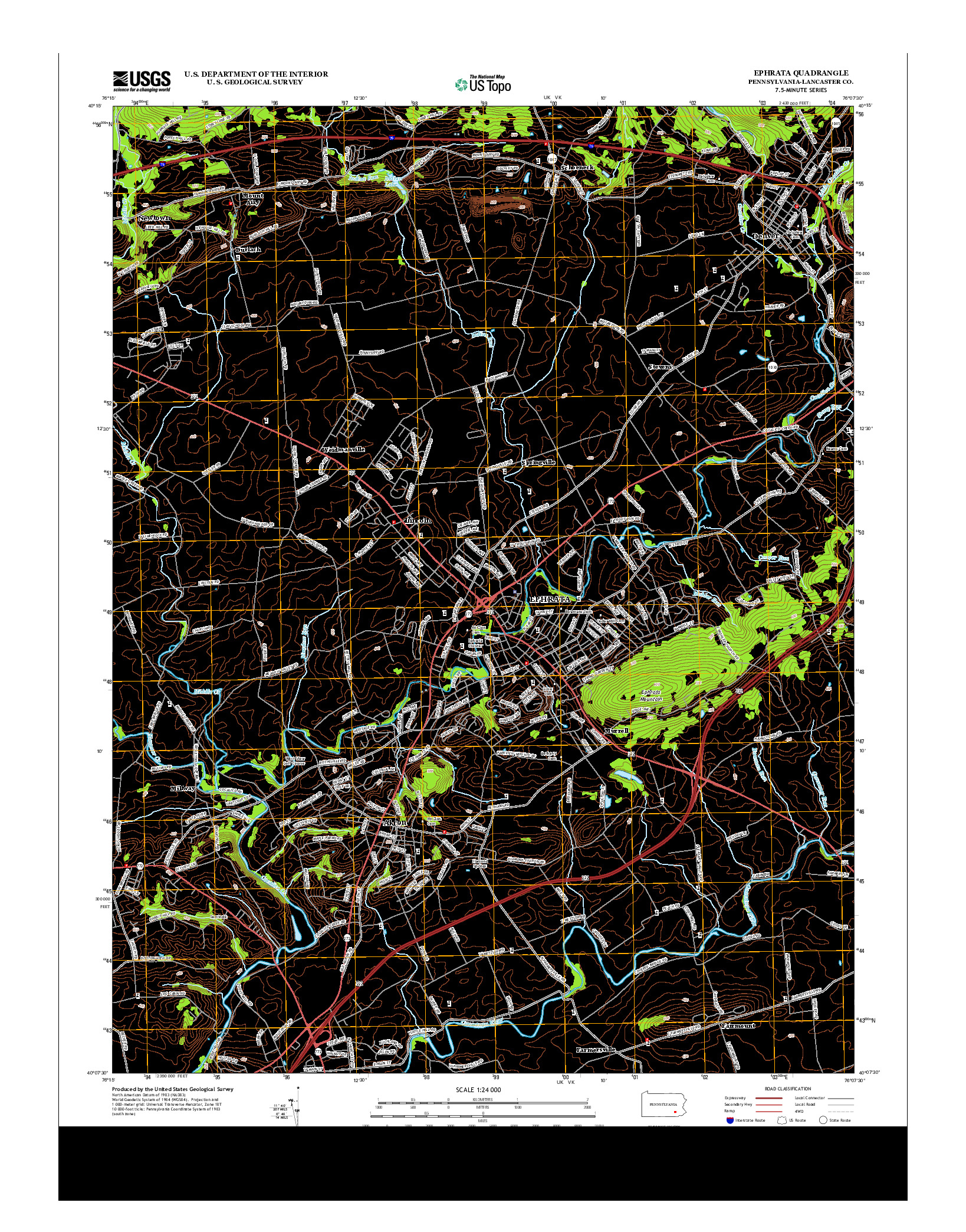 USGS US TOPO 7.5-MINUTE MAP FOR EPHRATA, PA 2013