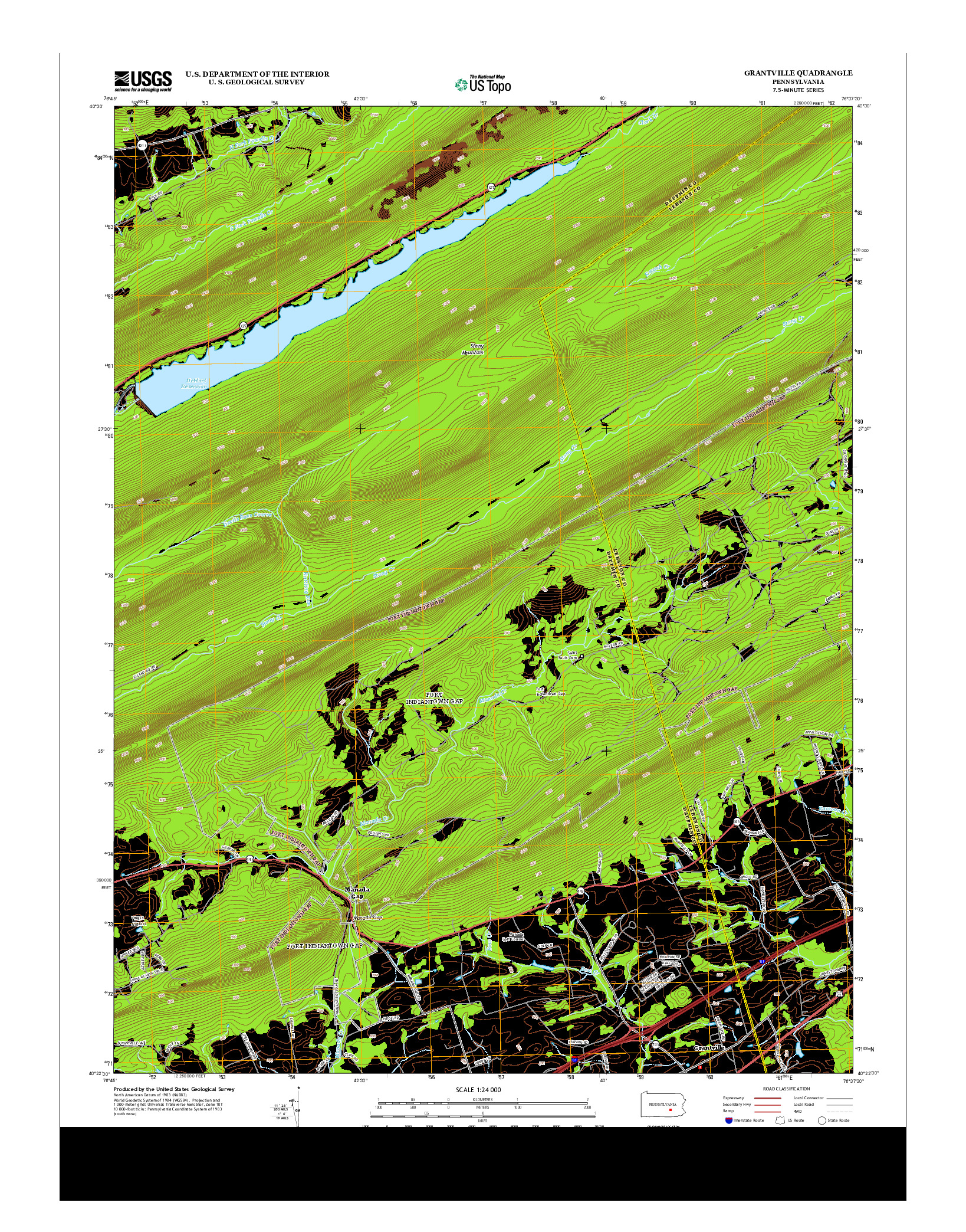 USGS US TOPO 7.5-MINUTE MAP FOR GRANTVILLE, PA 2013